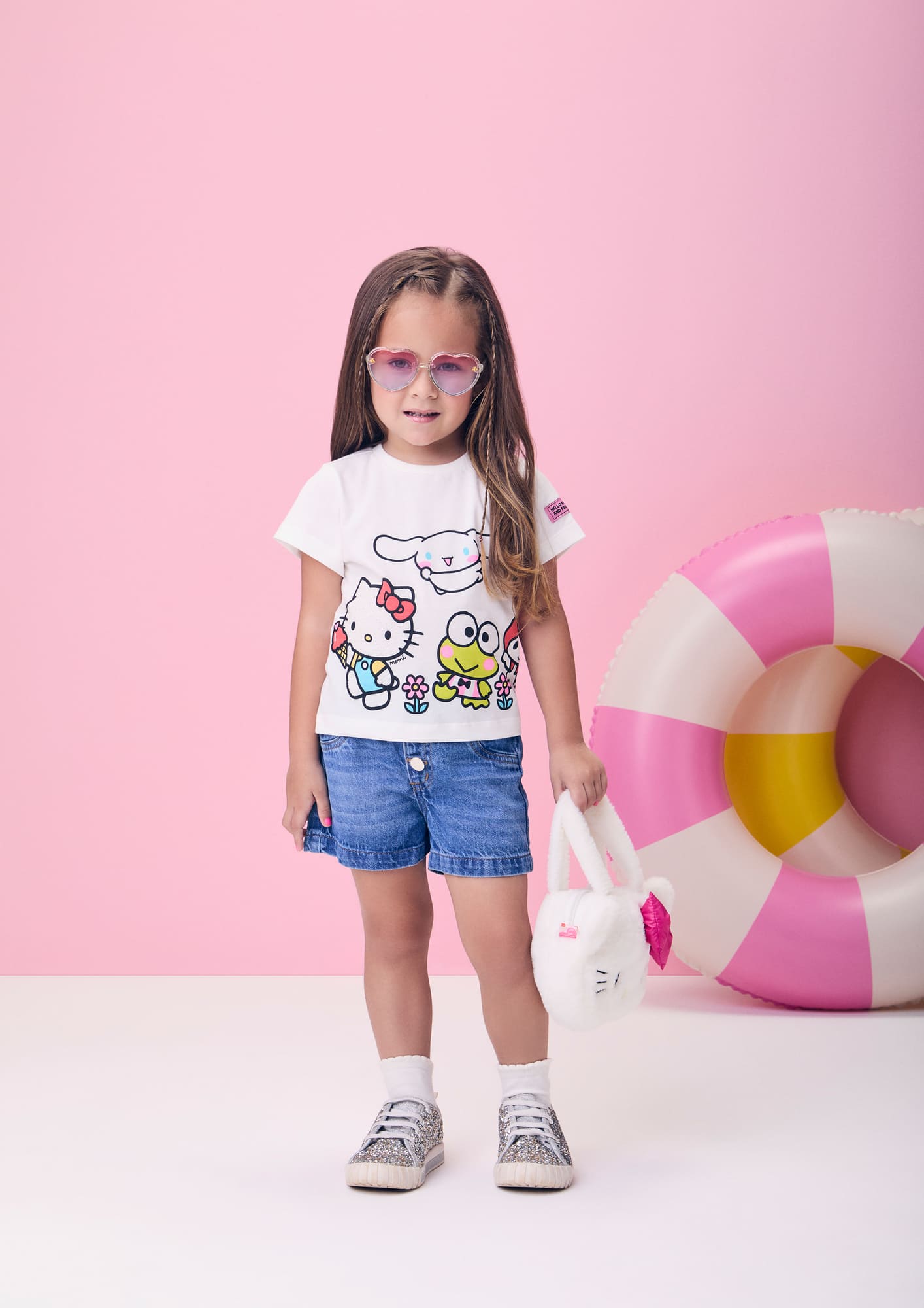 Blusa Infantil Momi Verão Branca Hello Kitty Friends