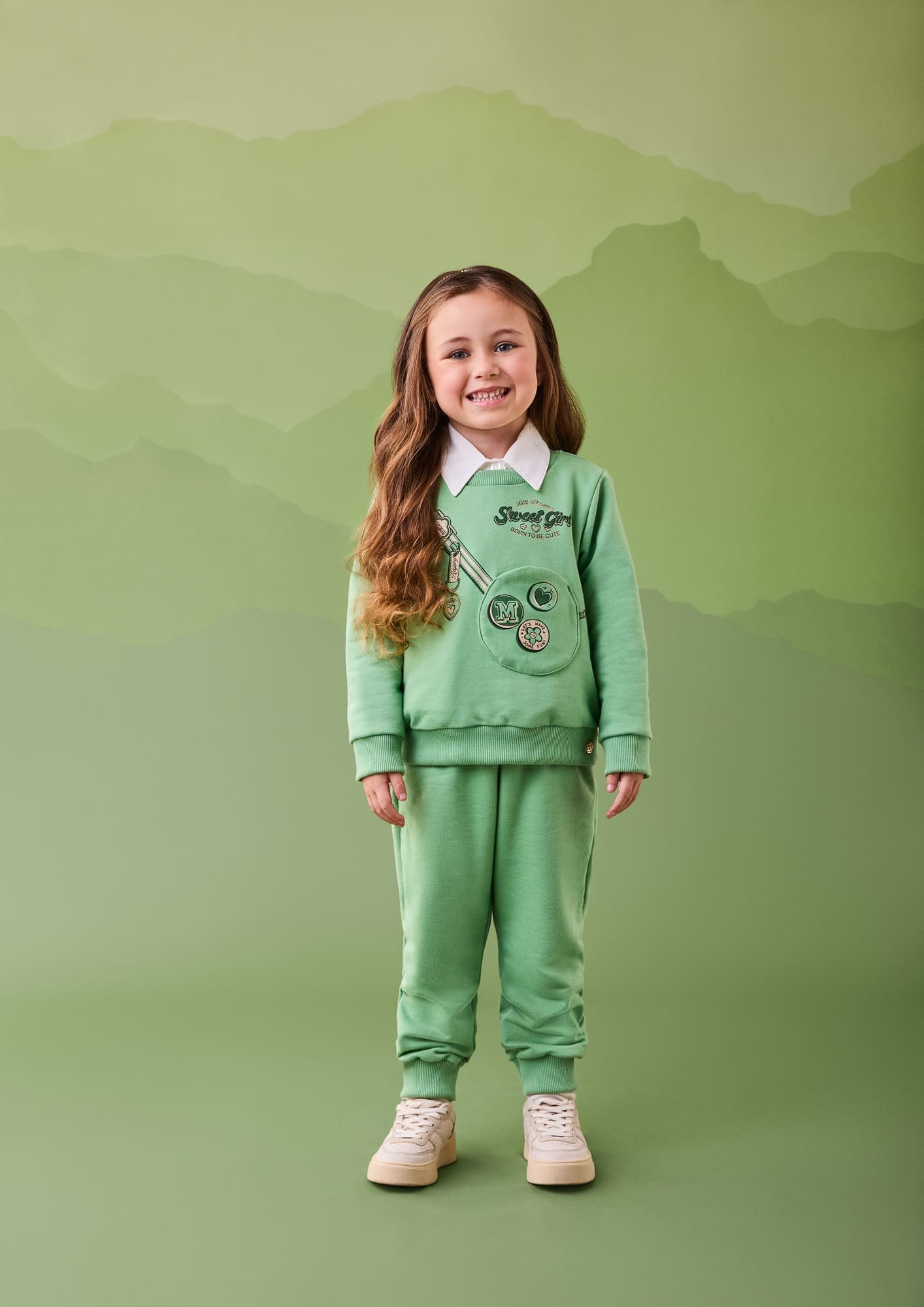 Conjunto Infantil Momi Inverno com Calça e Casaco Verde Sweet Girl