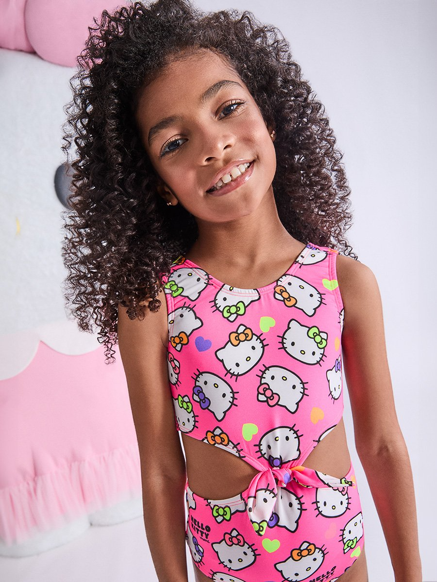 Maiô Infantil Momi Verão Rosa Hello Kitty