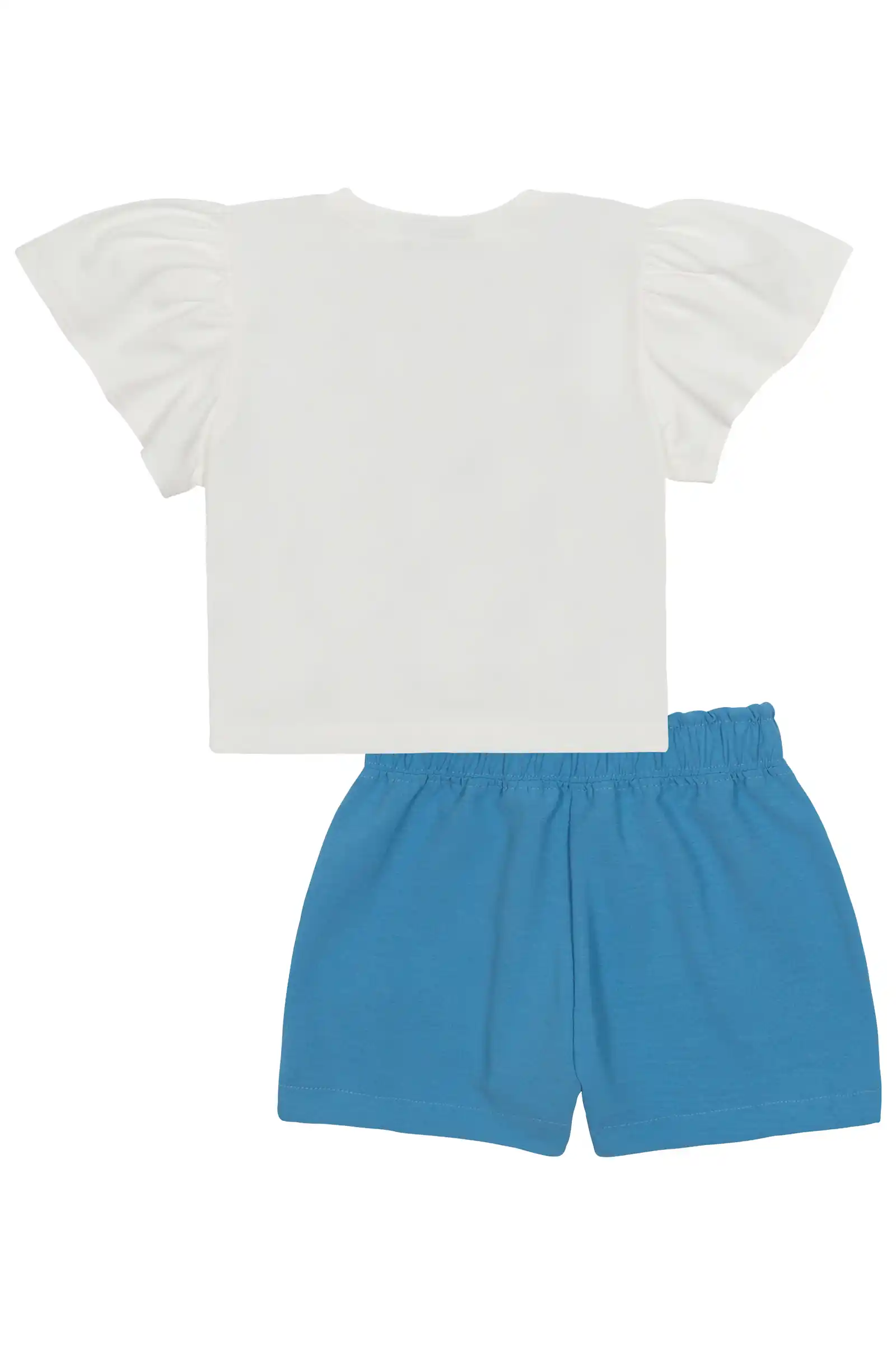 Conjunto Infantil Kukiê com Shorts Azul e Blusa Manga Curta Ursinhos