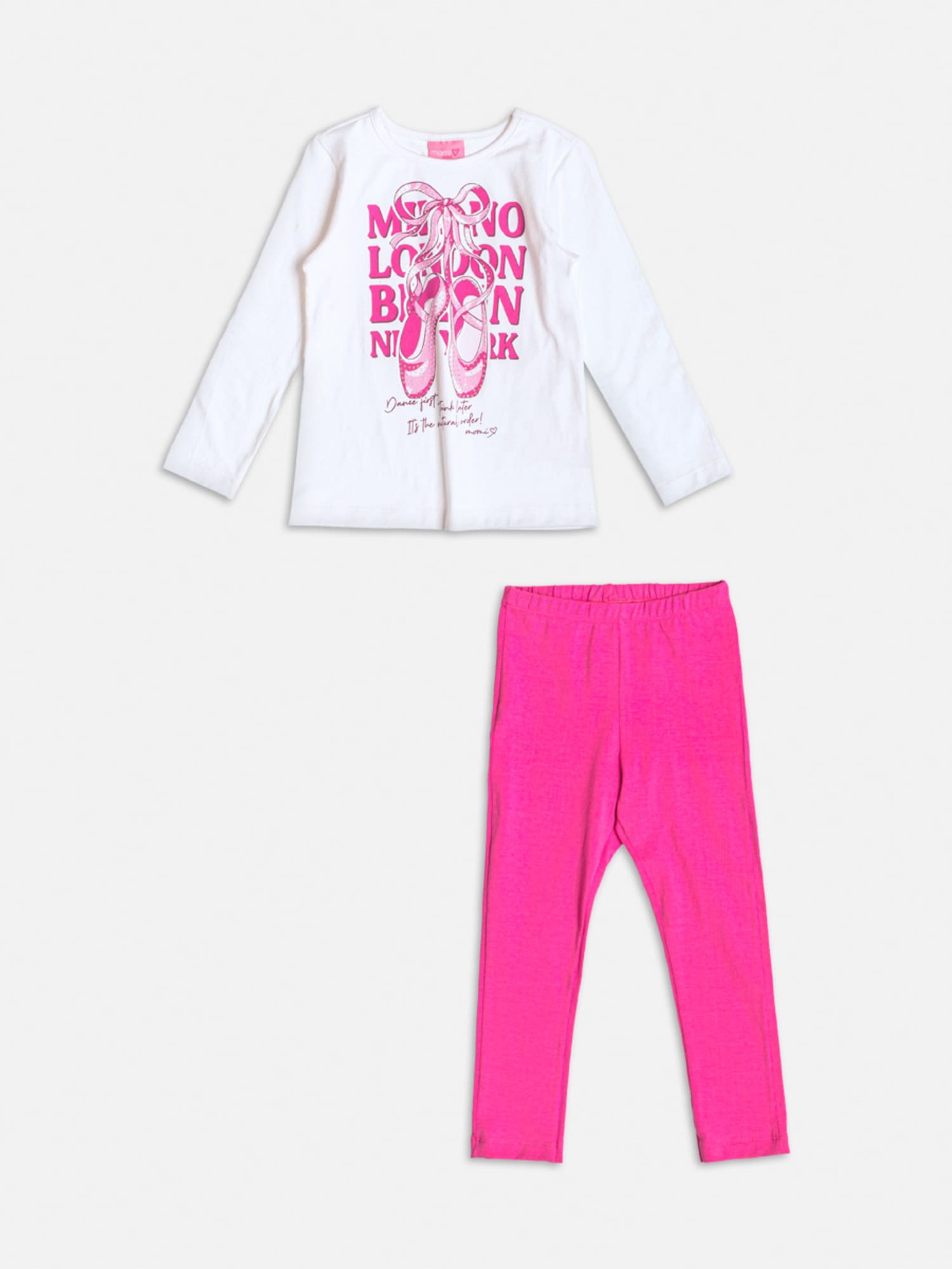 Conjunto Infantil Momi Inverno Calça e Blusa Branco Bailarina com Strass