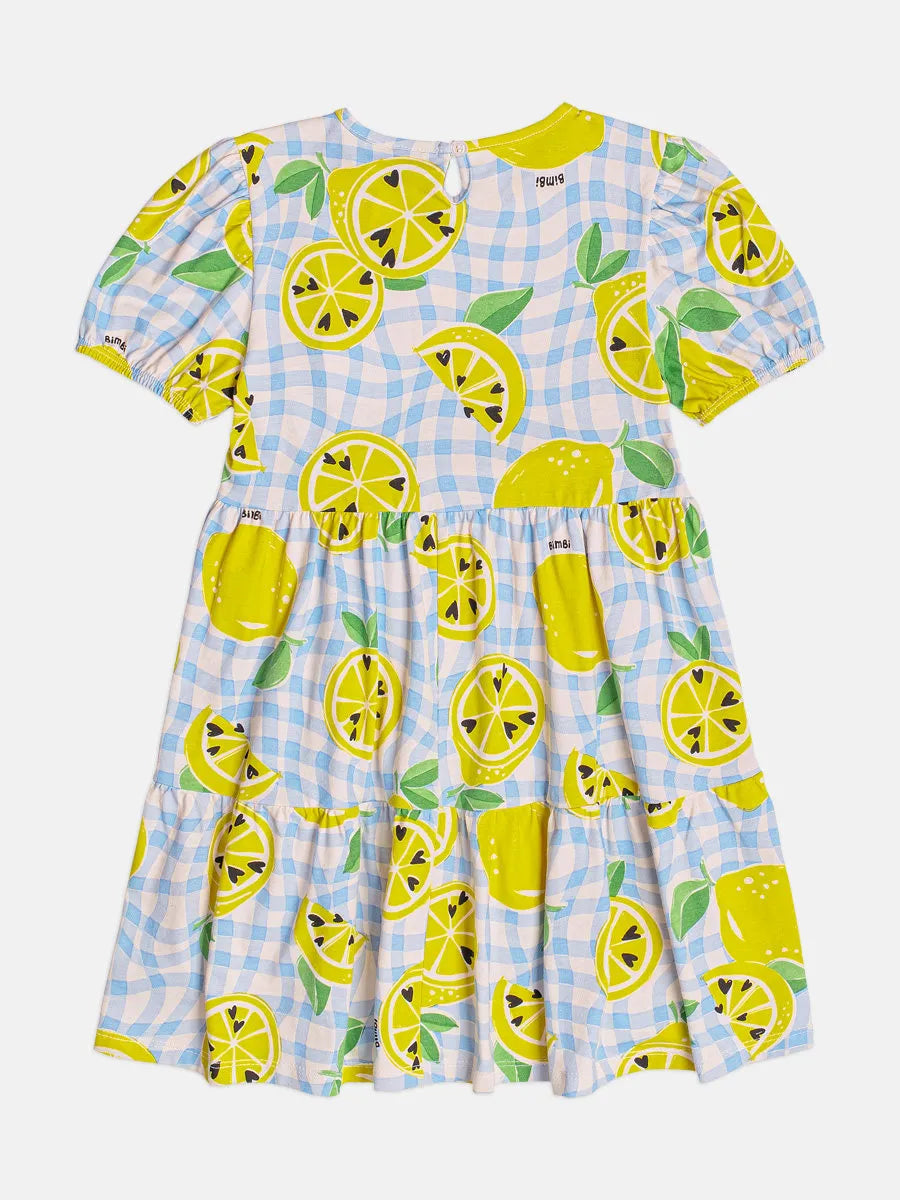 Vestido Infantil Bimbi Xadrez Azul Limões