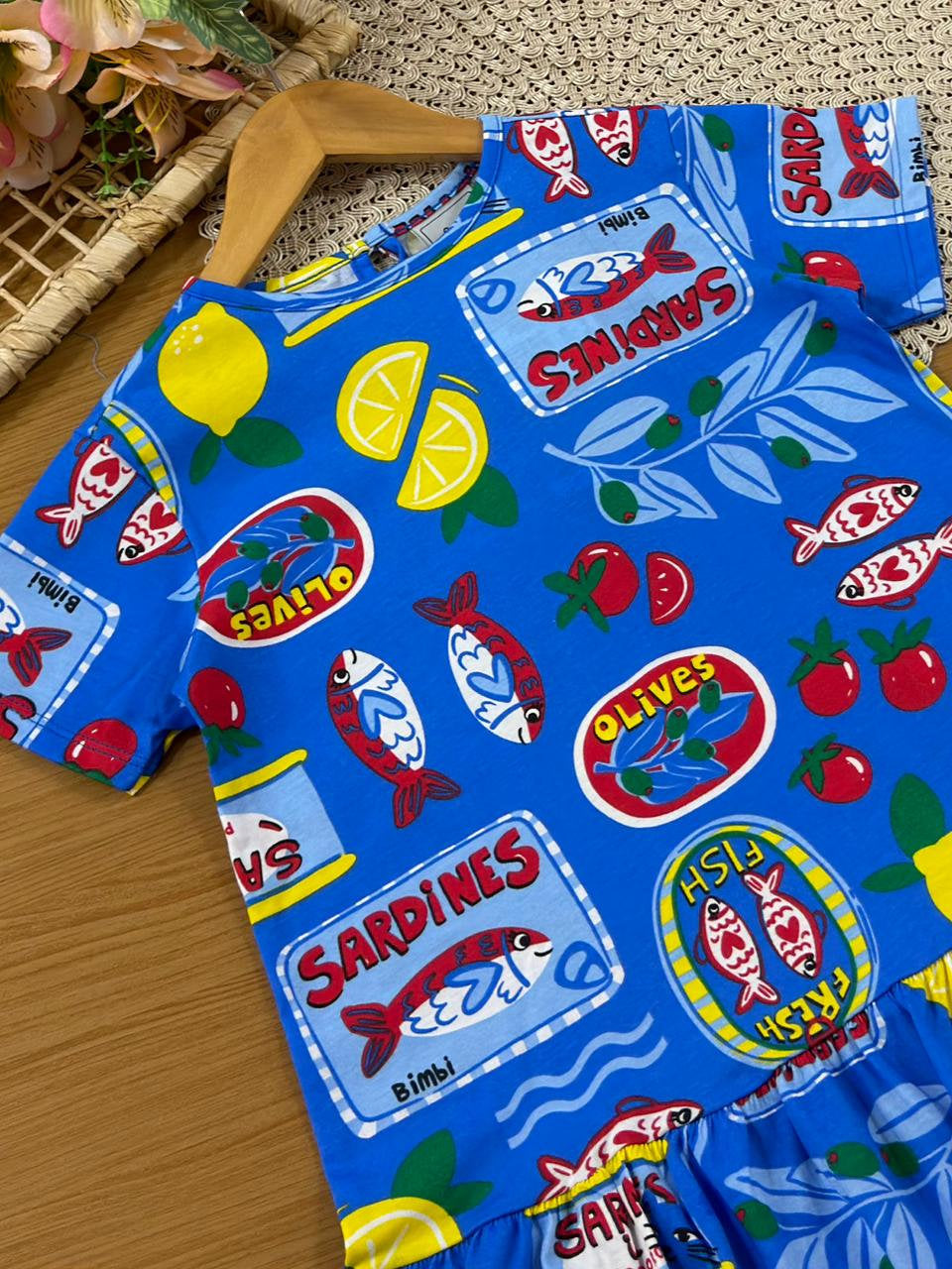 Vestido Infantil Bimbi Azul Sardinhas