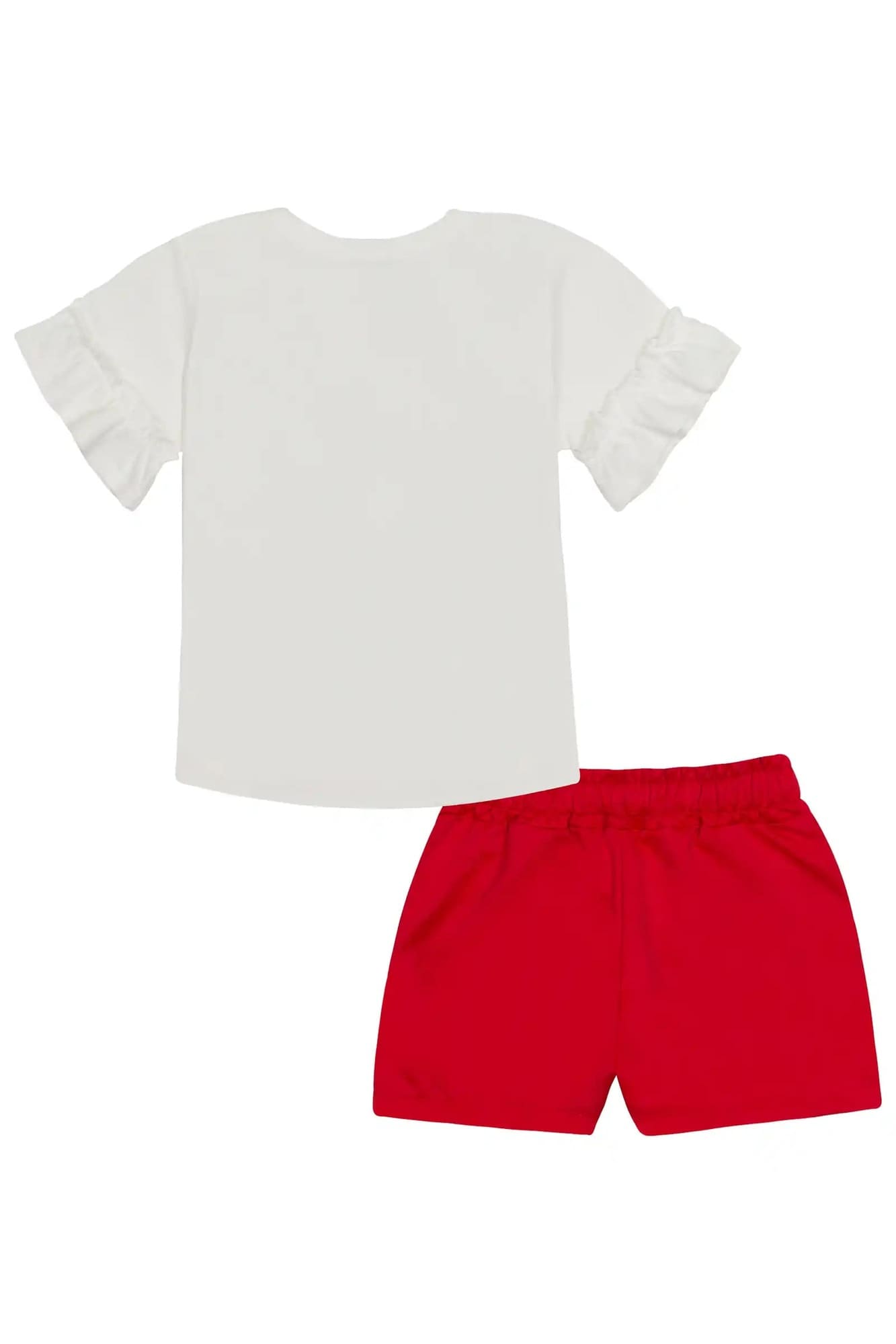 Conjunto Infantil Kukiê com Shorts Vermelha e Blusa Manga Curta Ursinha