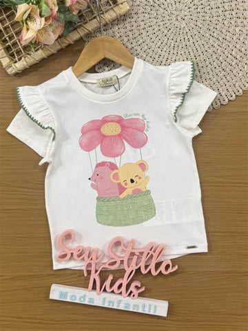 Blusa Infantil Alecrim Kukiê Verão Branca Balão Magico