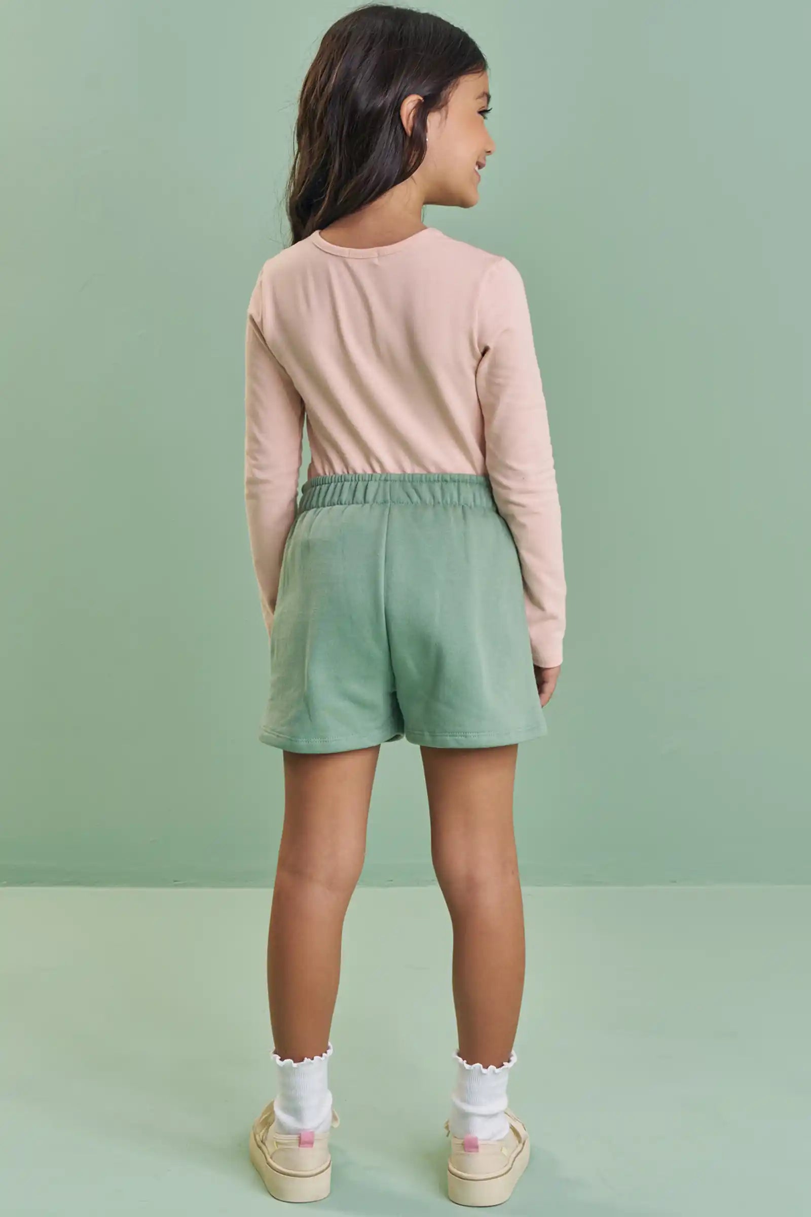 Conjunto Infantil Kukiê Inverno com Shorts Verde e Blusa Manga Longa Esquilinhos
