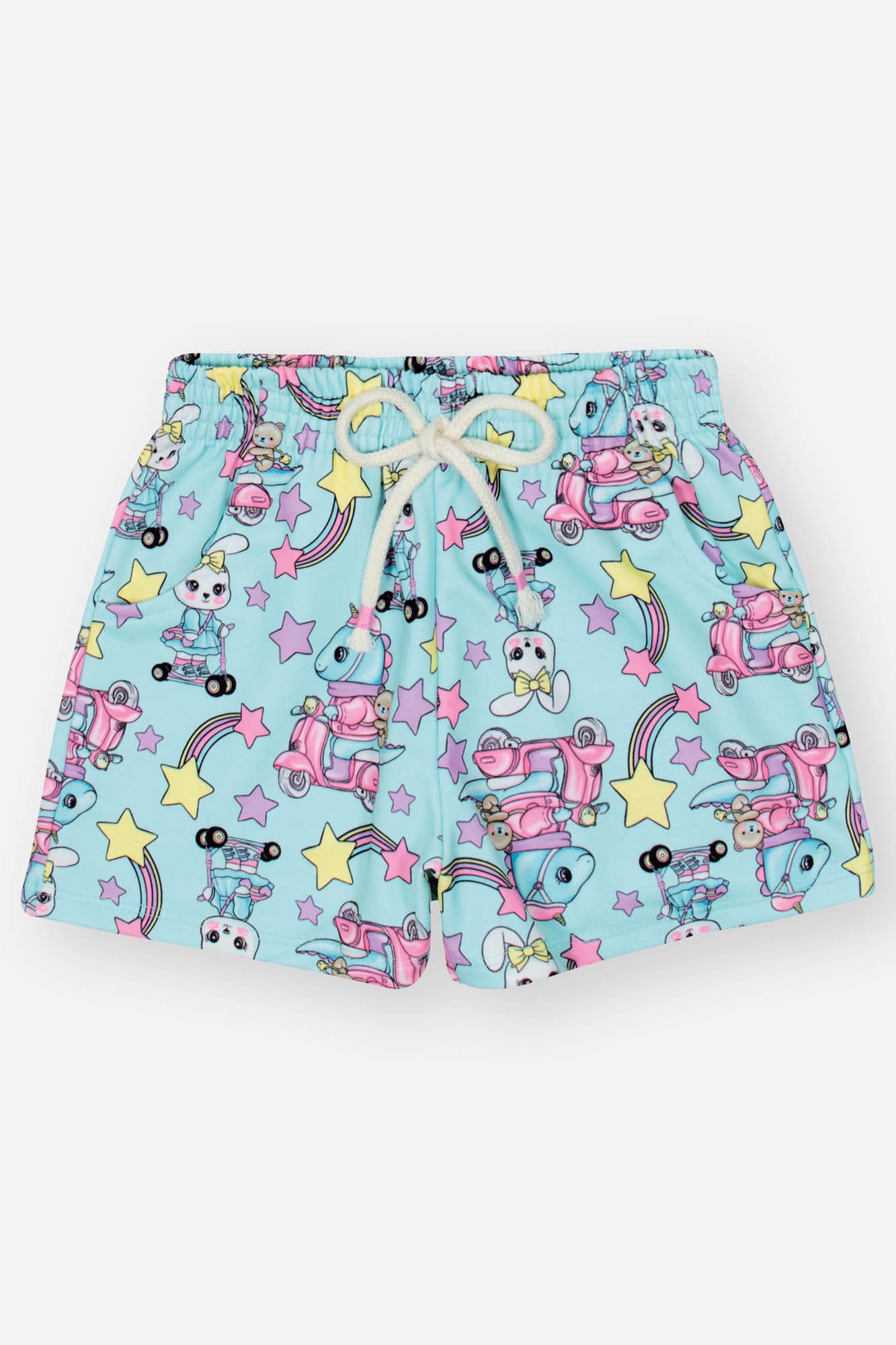 Conjunto Infantil Cinti Inverno Shorts e Blusa Branca Estrelinhas com Strass