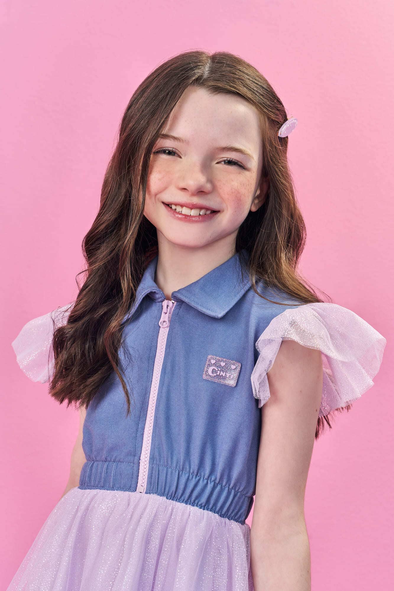 Vestido Infantil Cinti Verão Azul com Detalhes em Tule