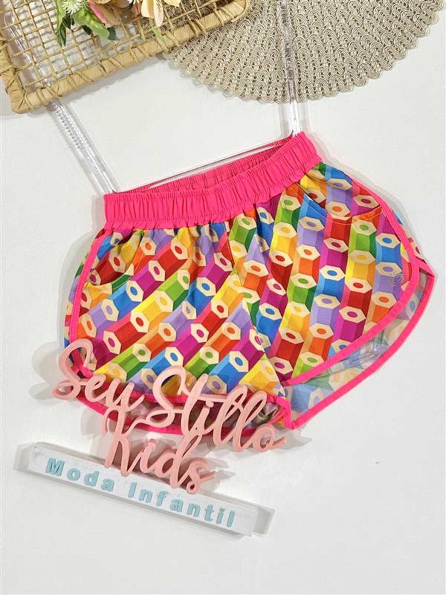 Shorts Infantil Siri Kids Nylon Leticia Colorir 40062