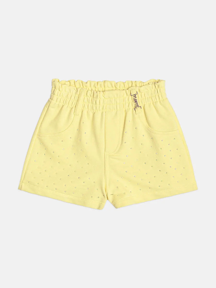 Shorts Infantil Menina Momi Amarelo com Strass