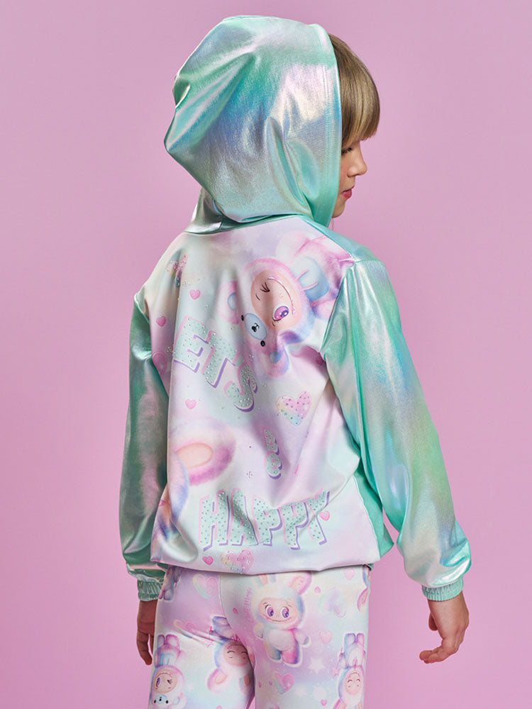 Jaqueta Corta Vento Infantil Cinti Inverno Verde Holografica