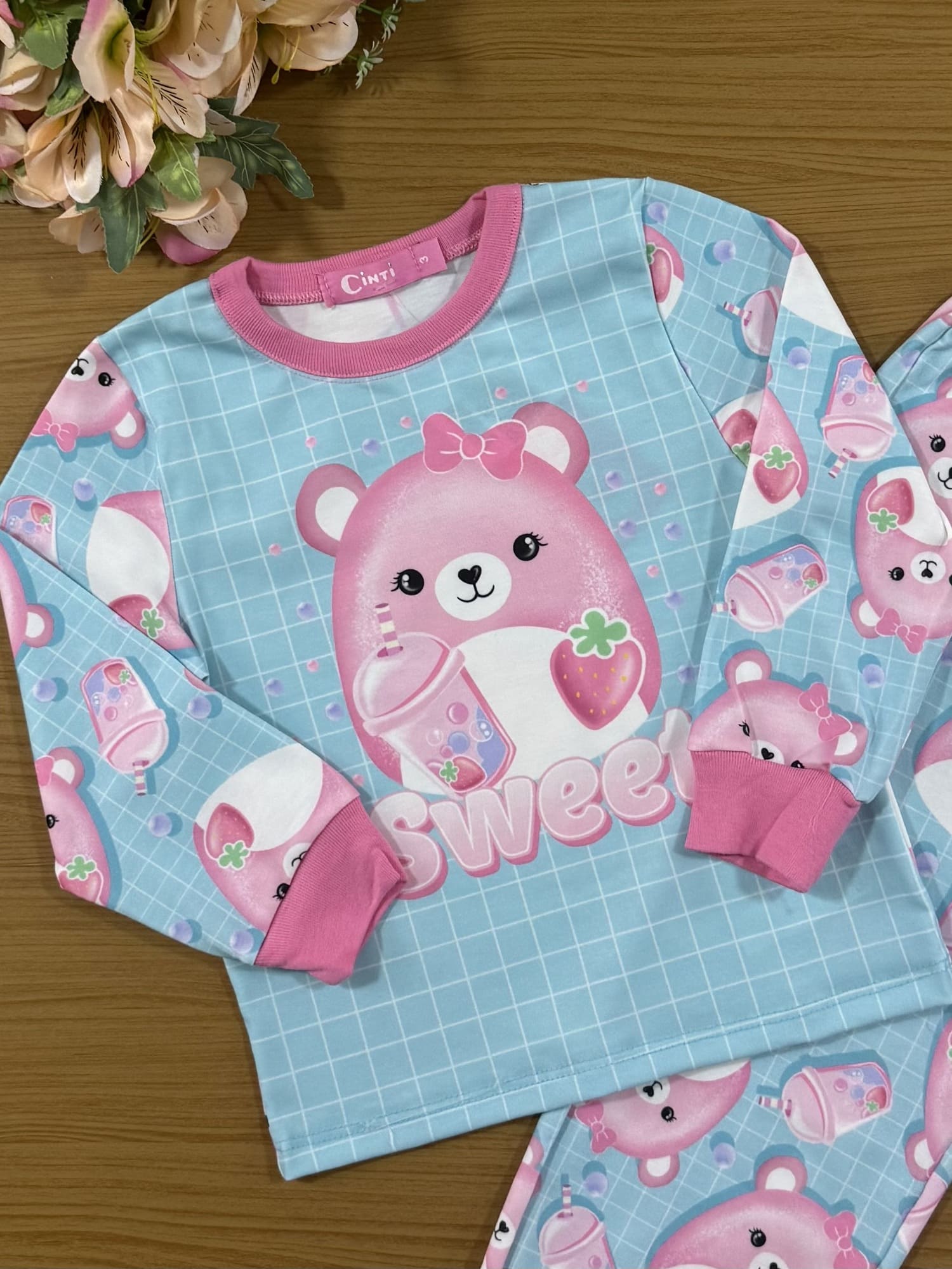 Pijama Infantil Cinti Inverno Calça e Blusa Azul Sweet