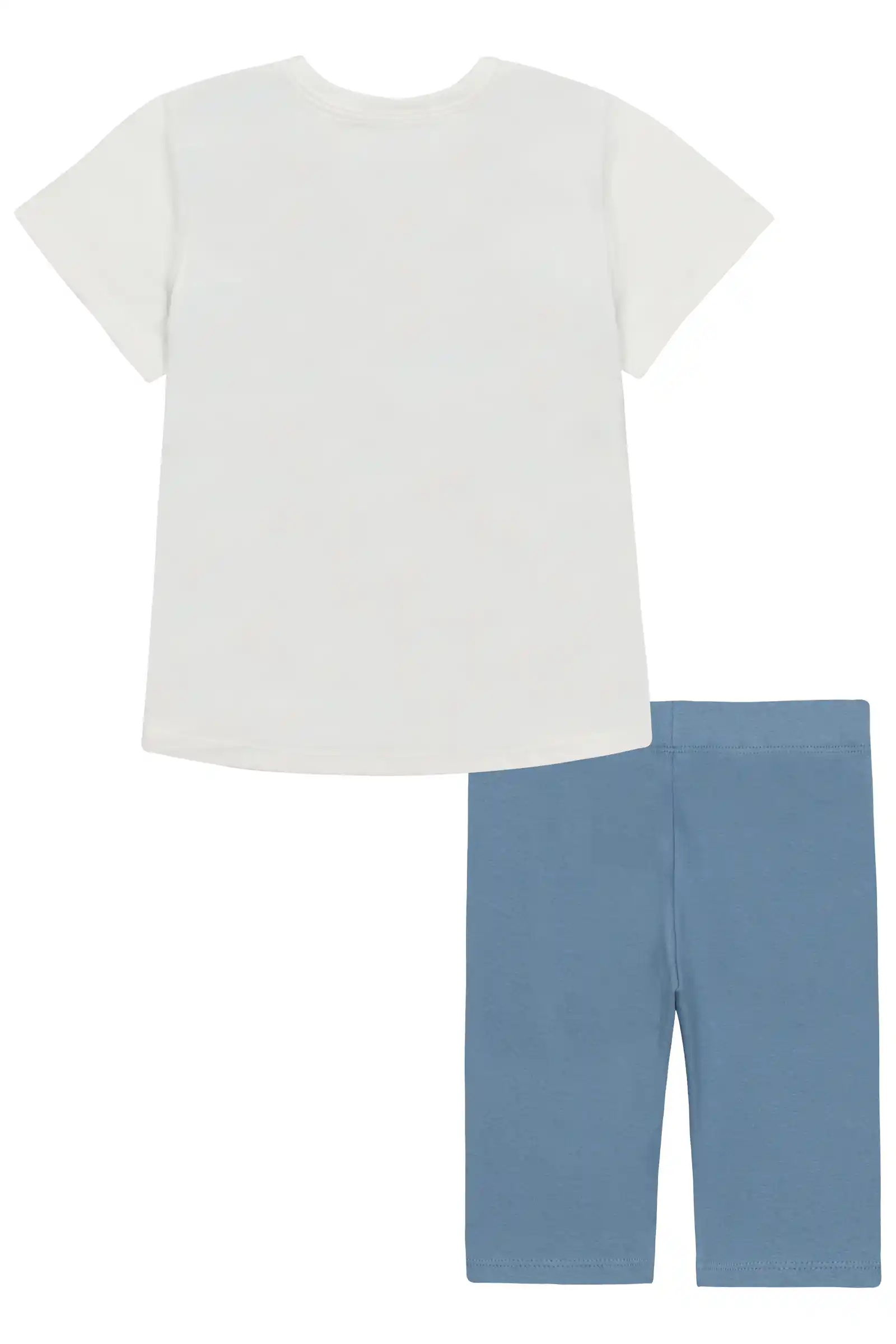 Conjunto Infantil Kukiê com Shorts Cilista Azul e Blusa Manga Curta Ursinhos na Praia