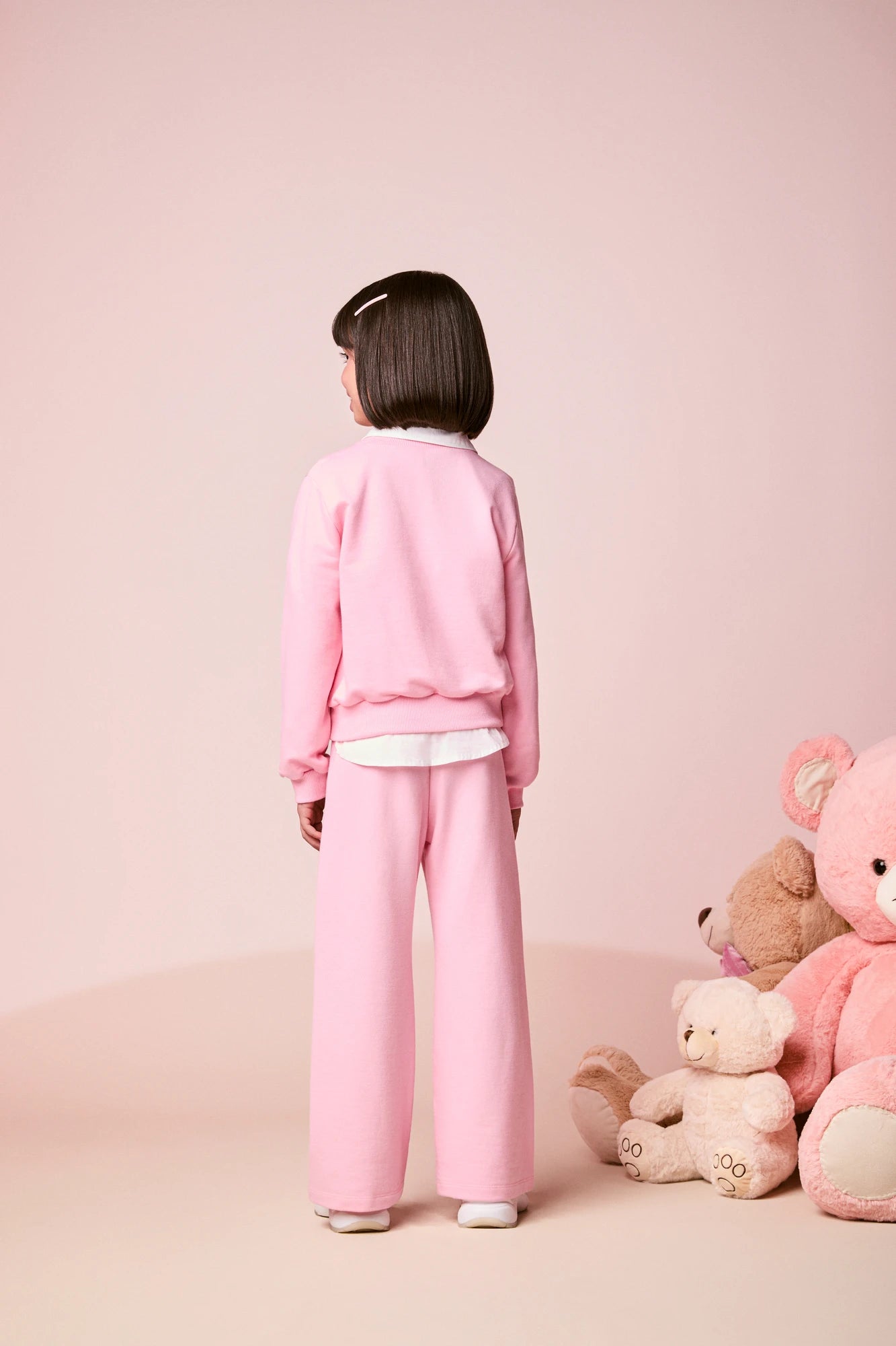 Conjunto Infantil Momi Inverno com Calça e Moletom sem Flanela Rosa Stitch Friends Disney