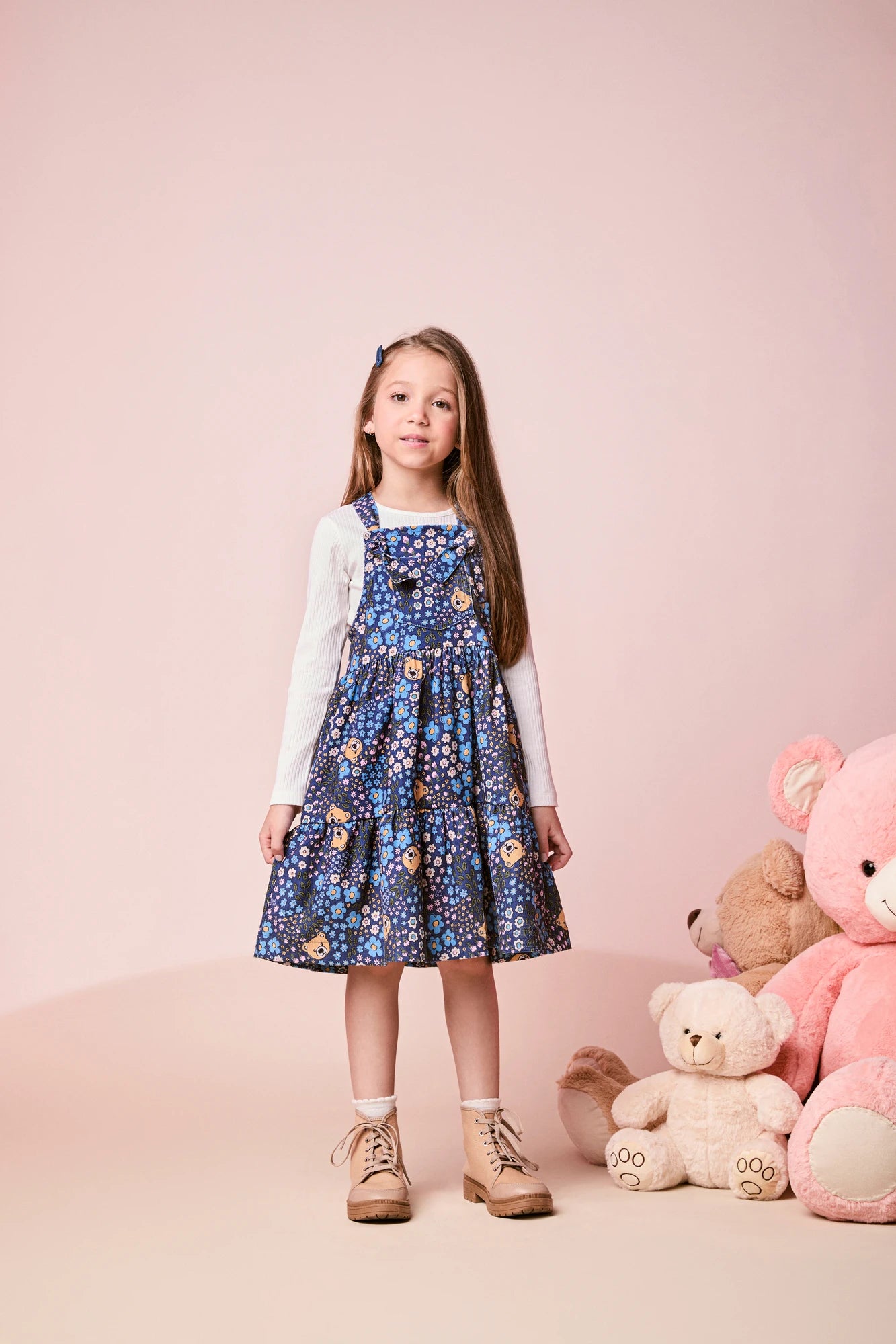 Salopete Infantil Momi Inverno Azul Floral
