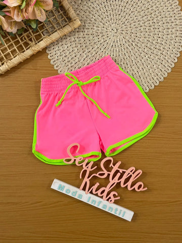Shorts Infantil Menina Cinti Rosa Neon