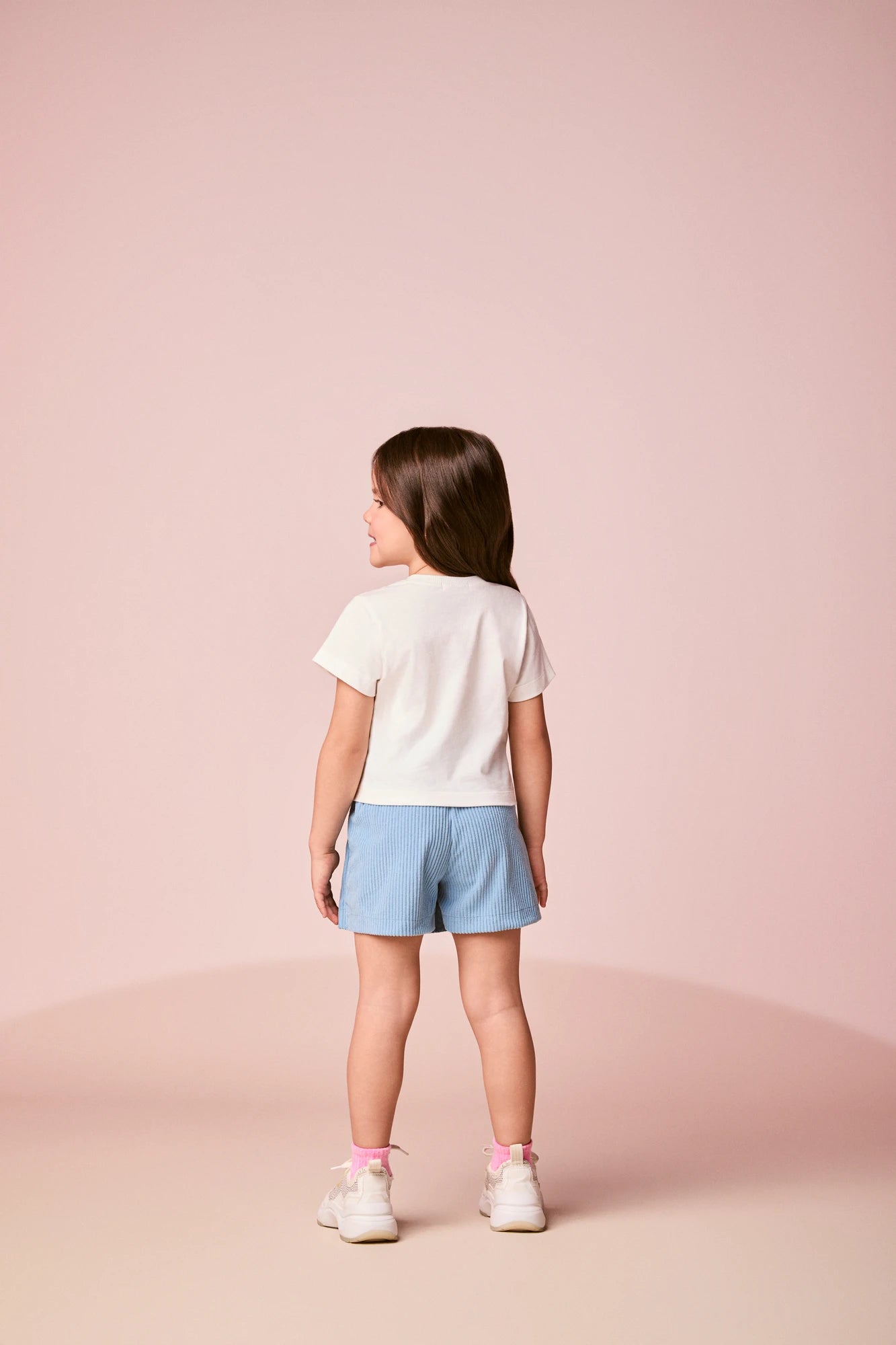 Conjunto Infantil Momi Inverno com Shorts Saia Azul e Blusa Manga Longa Stitch Corações Disney