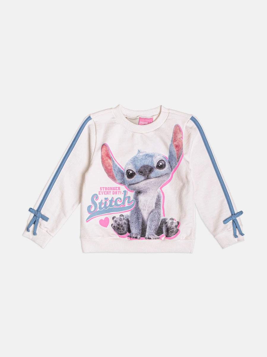 Moletom Infantil Momi Inverno sem Flanela Branco Stitch