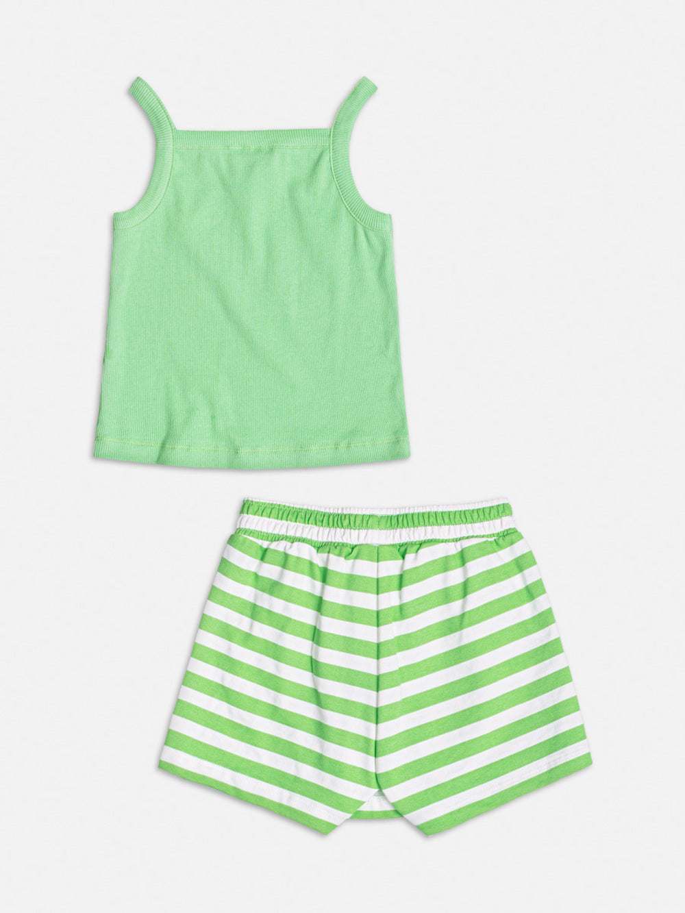 Conjunto Infantil Momi Verão Shorts Saia e Regata Verde Smile