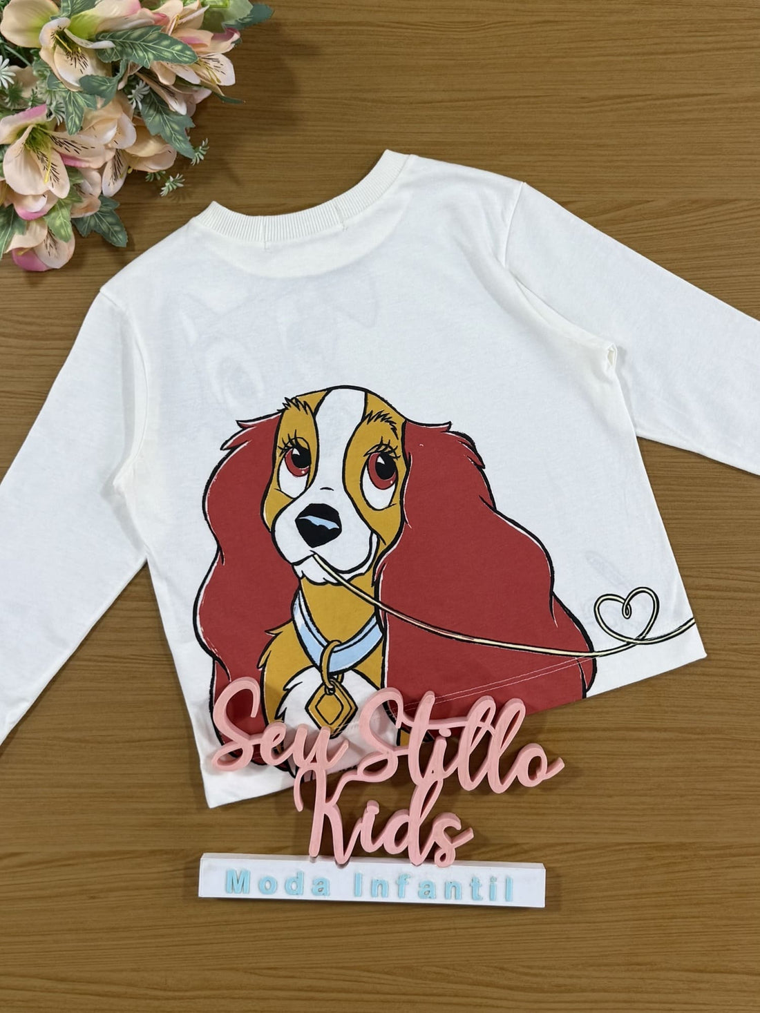 Blusa Infantil Animê Inverno Manga Longa Dama e o Vagabundo Disney