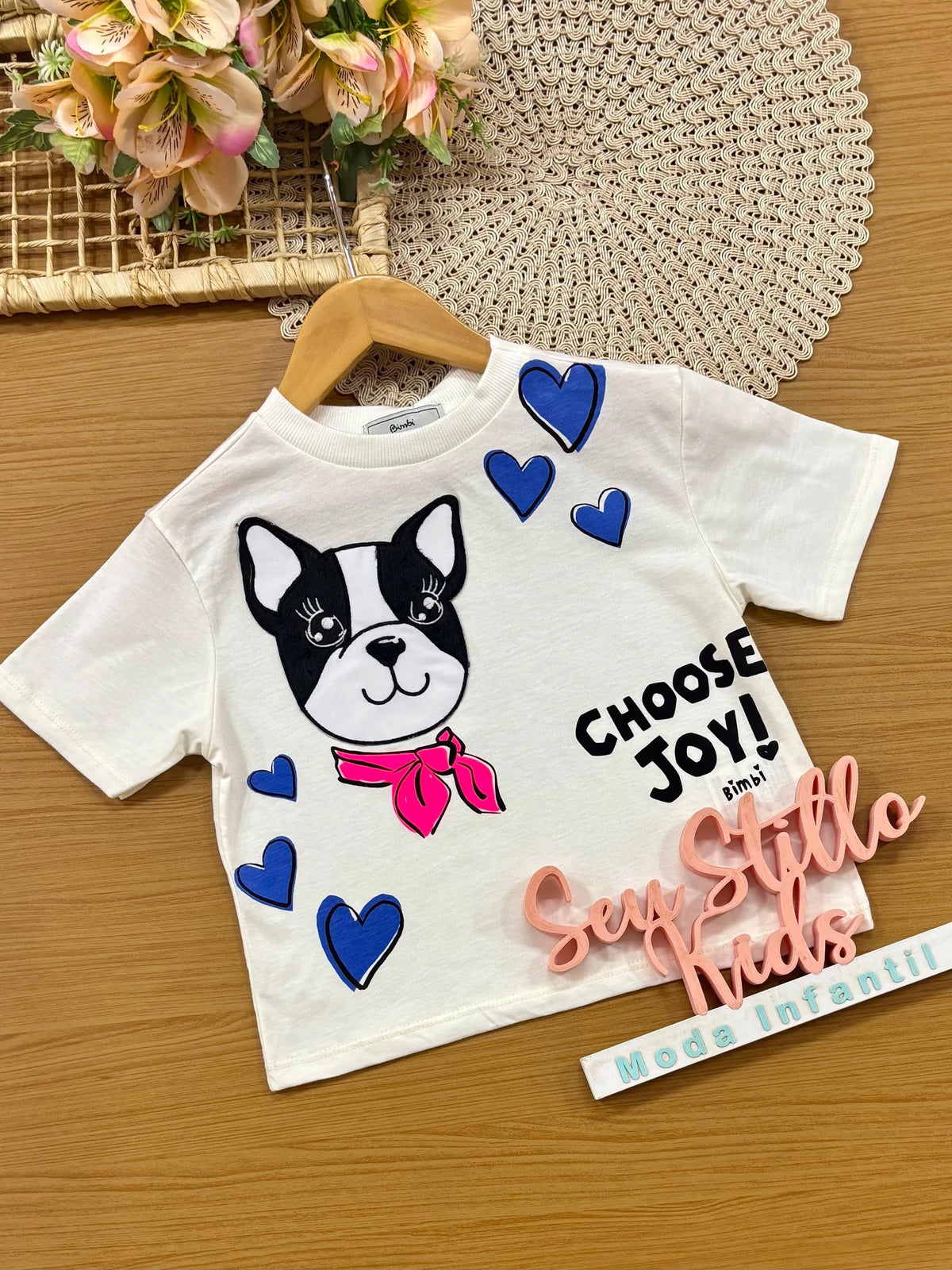Blusa Infantil Menina Bimbi Branca Cachorrinha