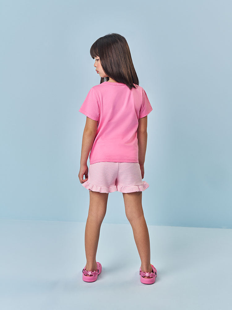 Pijama Infantil Cinti Verão com Shorts e Blusa Rosa Cachorinha Hora de Dormir