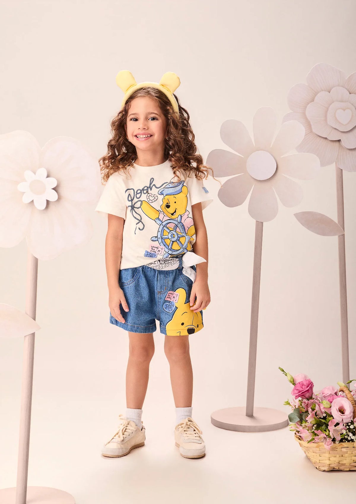 Blusa Infantil Menina Momi Branca Ursinho Pooh Marinheiro Disney