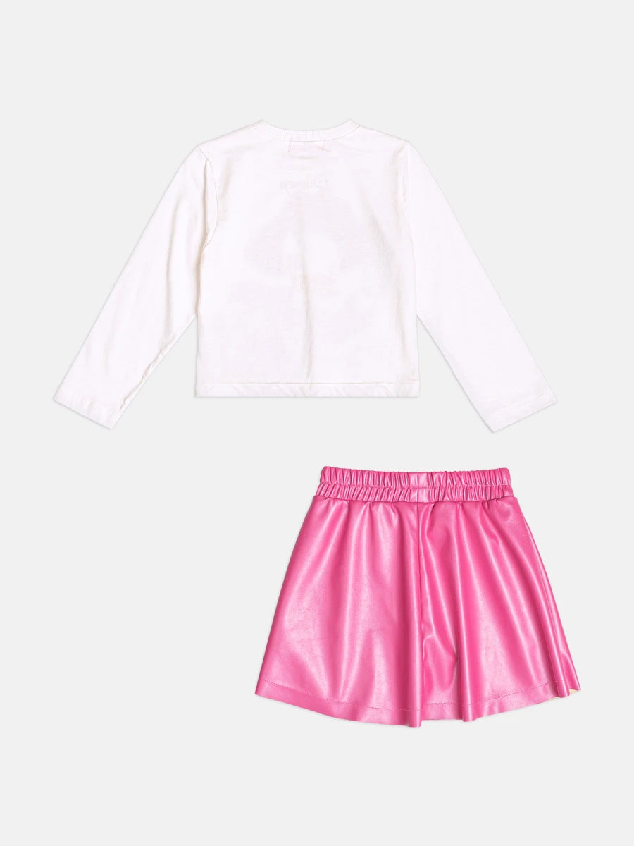 Conjunto Infantil Momi Inverno com Saia Rosa e Blusa Manga Longa Daisy Boiadeira Disney