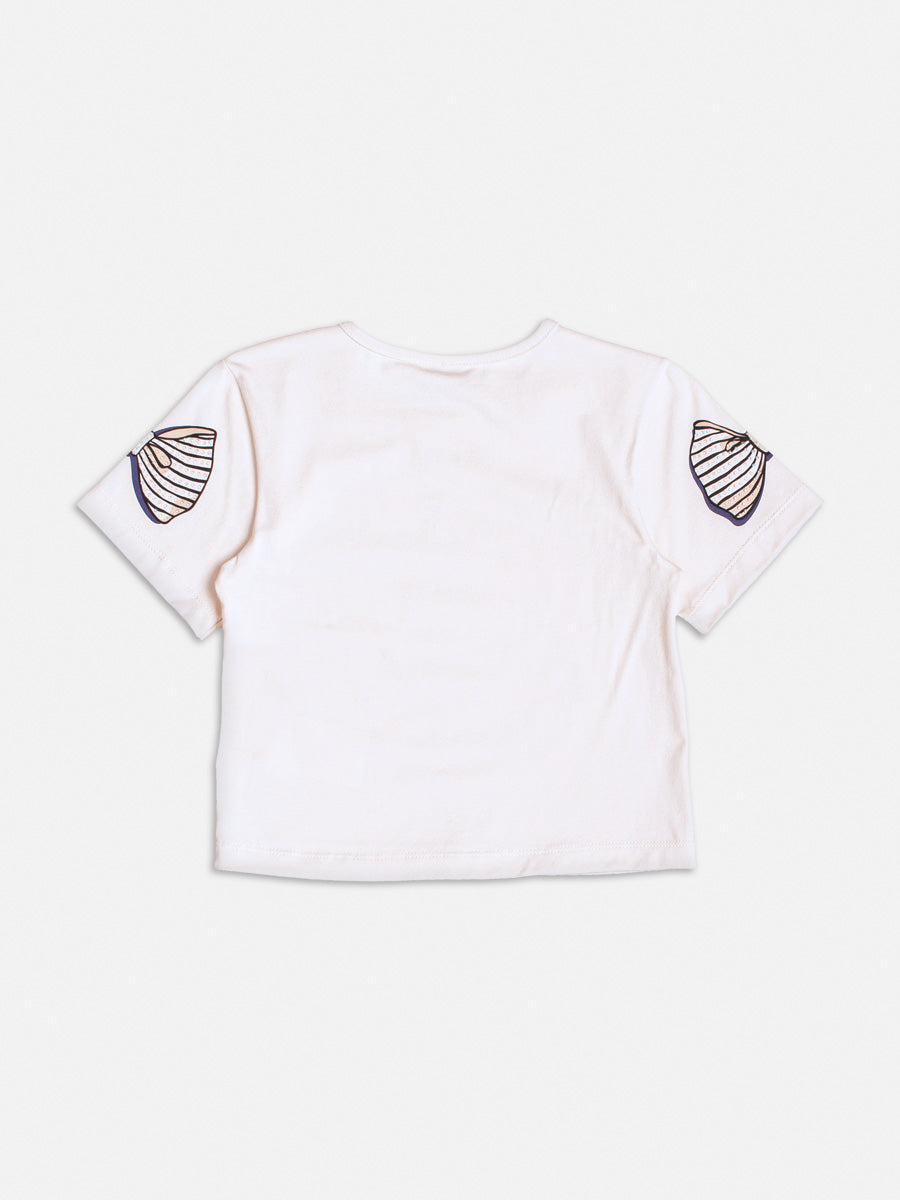 Blusa Infantil Momi Bege Lacinho com Strass