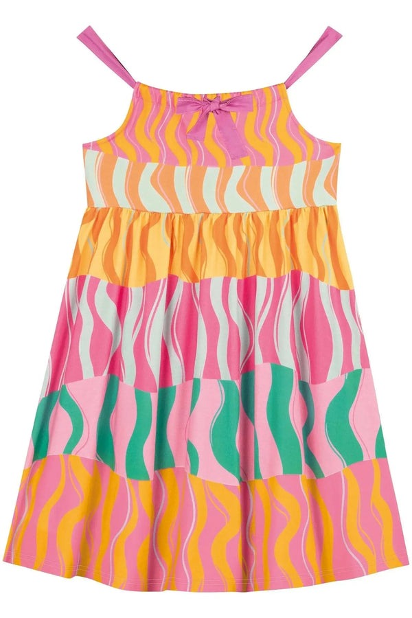 Vestido Infantil Kukiê Verão Ondas Coloridas