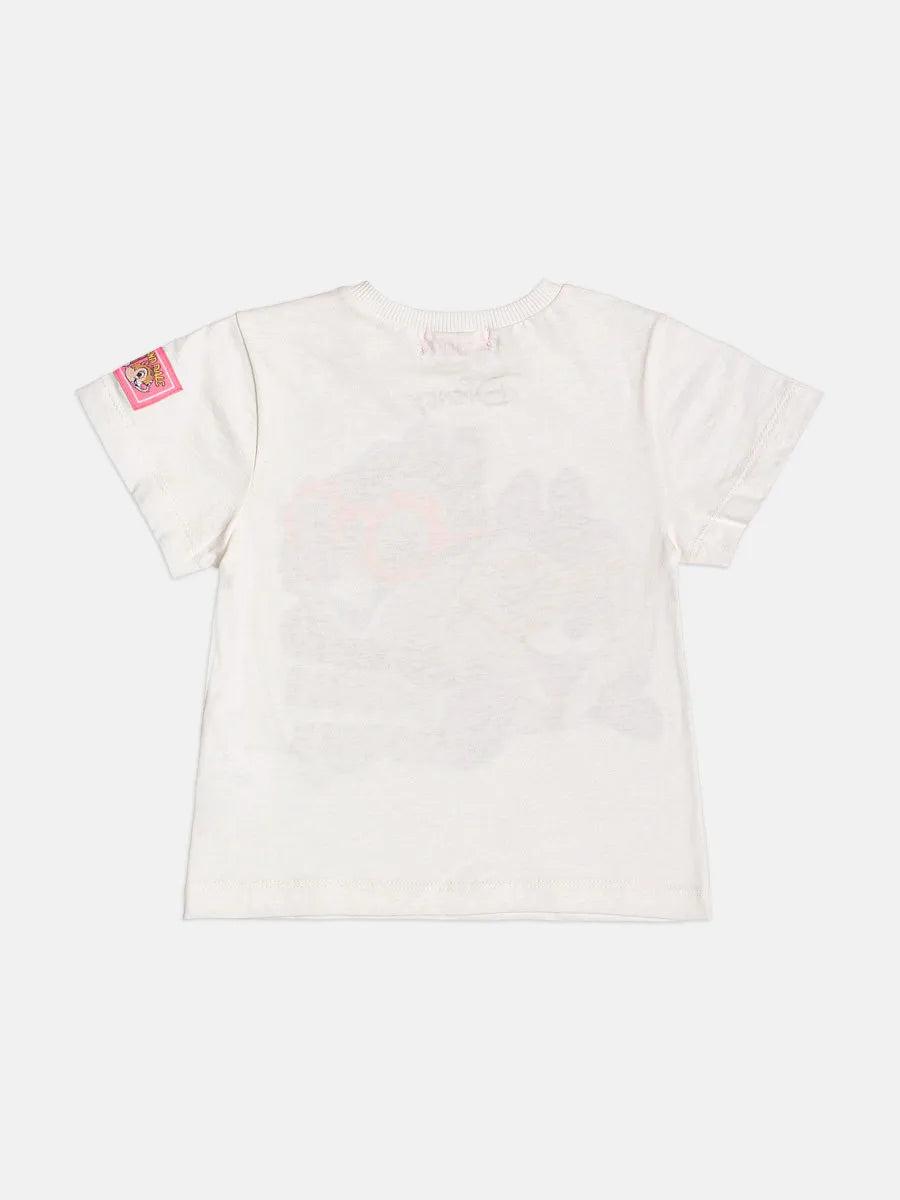 Blusa Infantil Menina Momi Branca Tico e Teco Strass Disney