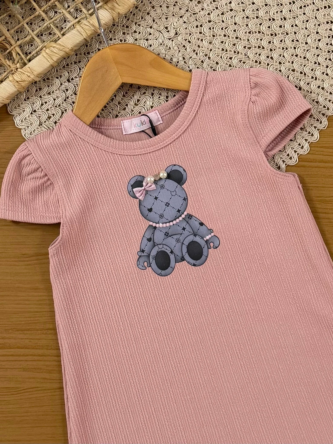 Vestido Infantil Kukiê Rosa Ursinha