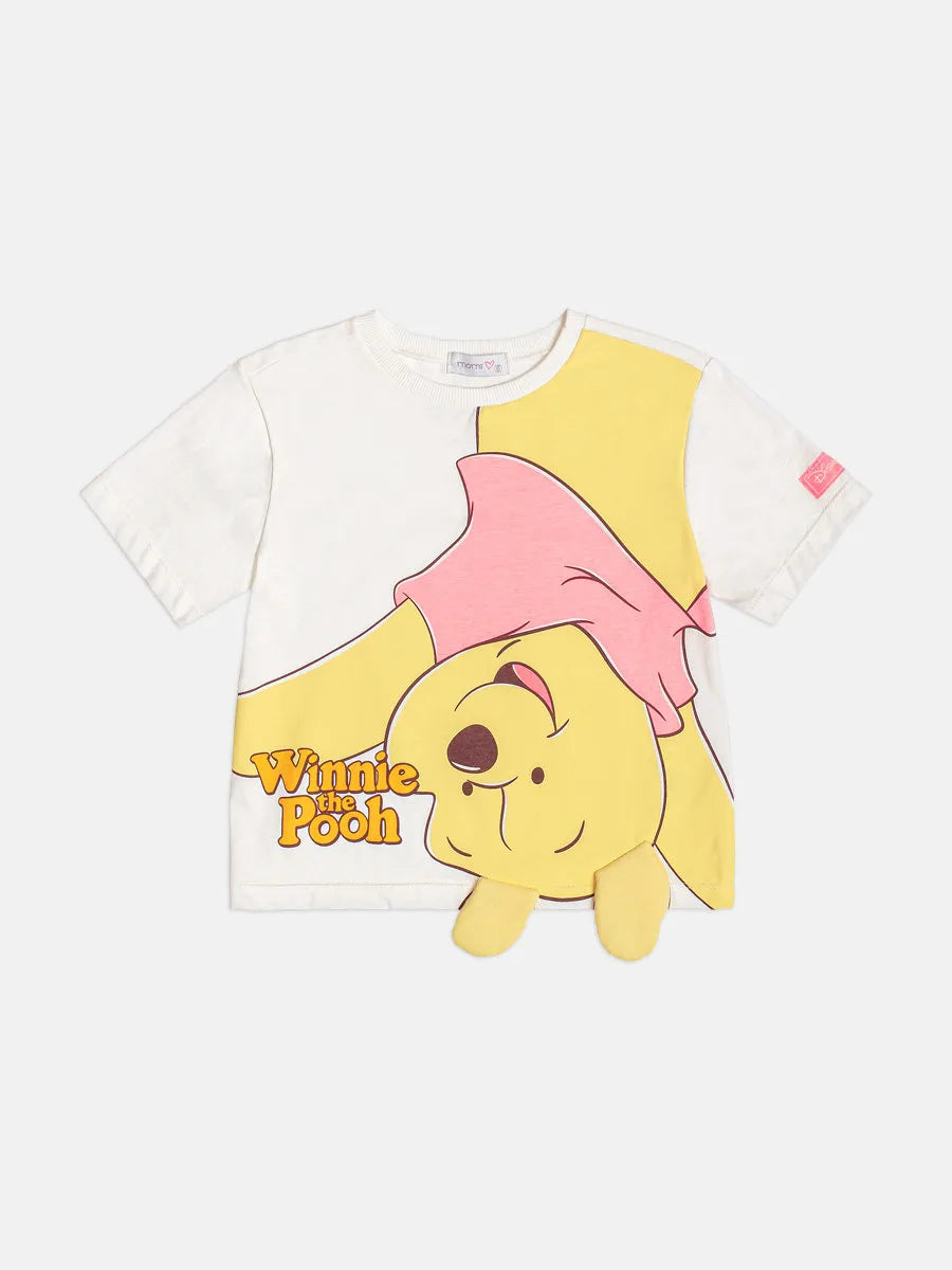 Blusa Infantil Menina Momi Branca Ursinho Pooh com Orelhinhas Disney