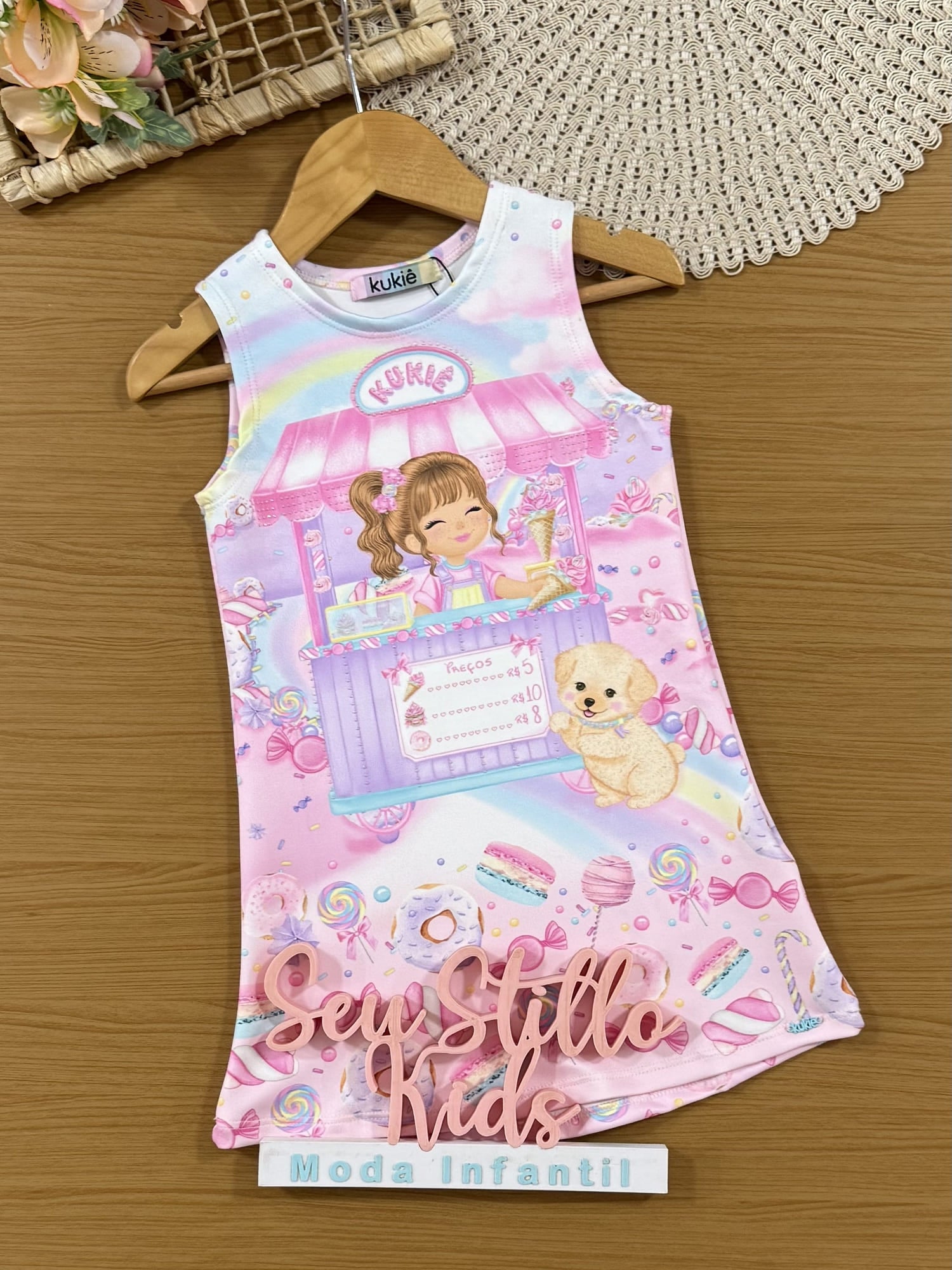 Vestido Infantil Kukiê Verão Rosa Menina Doceira
