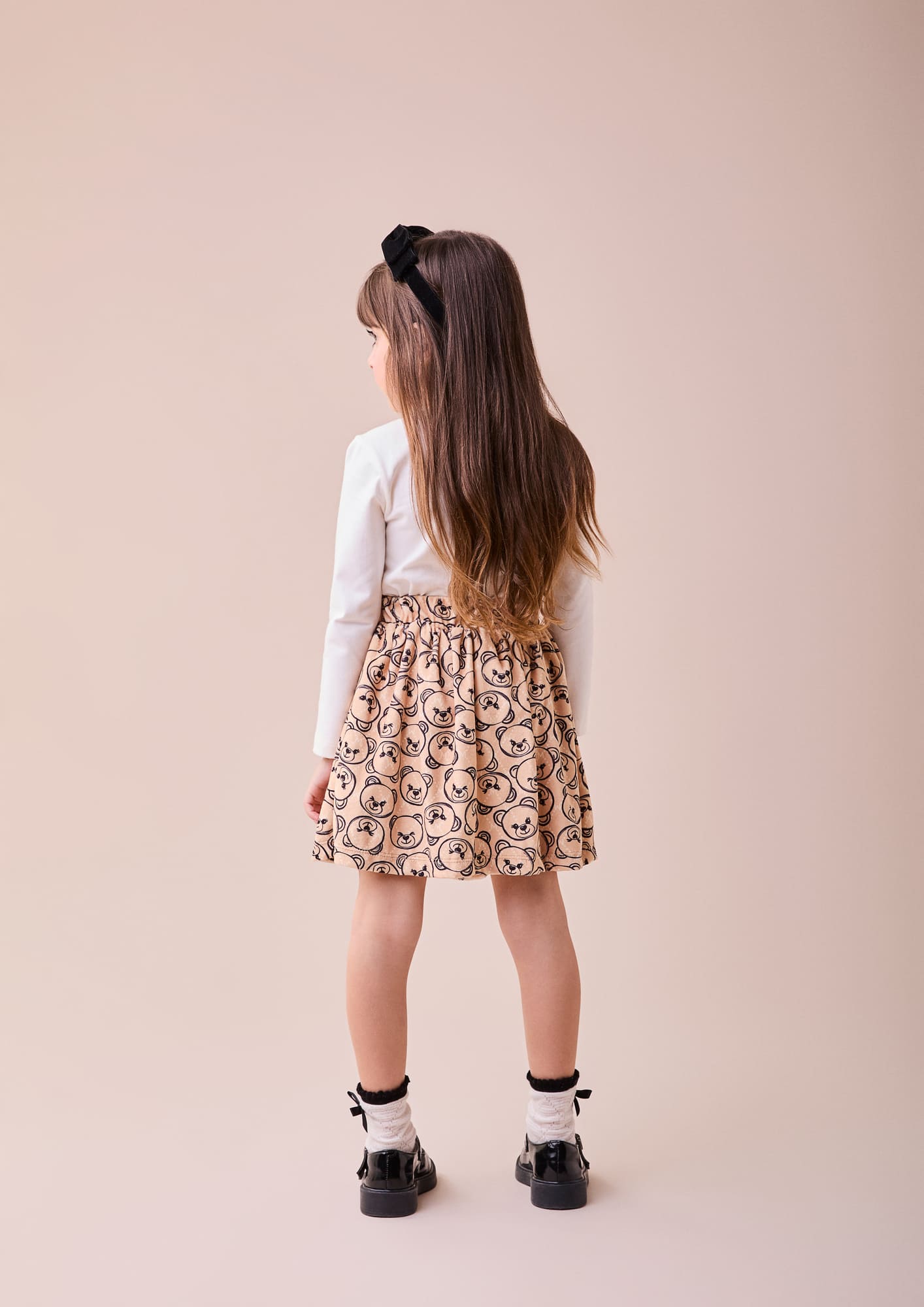 Conjunto Infantil Momi Inverno com Saia e Blusa Manga Longa Ursinha Laço