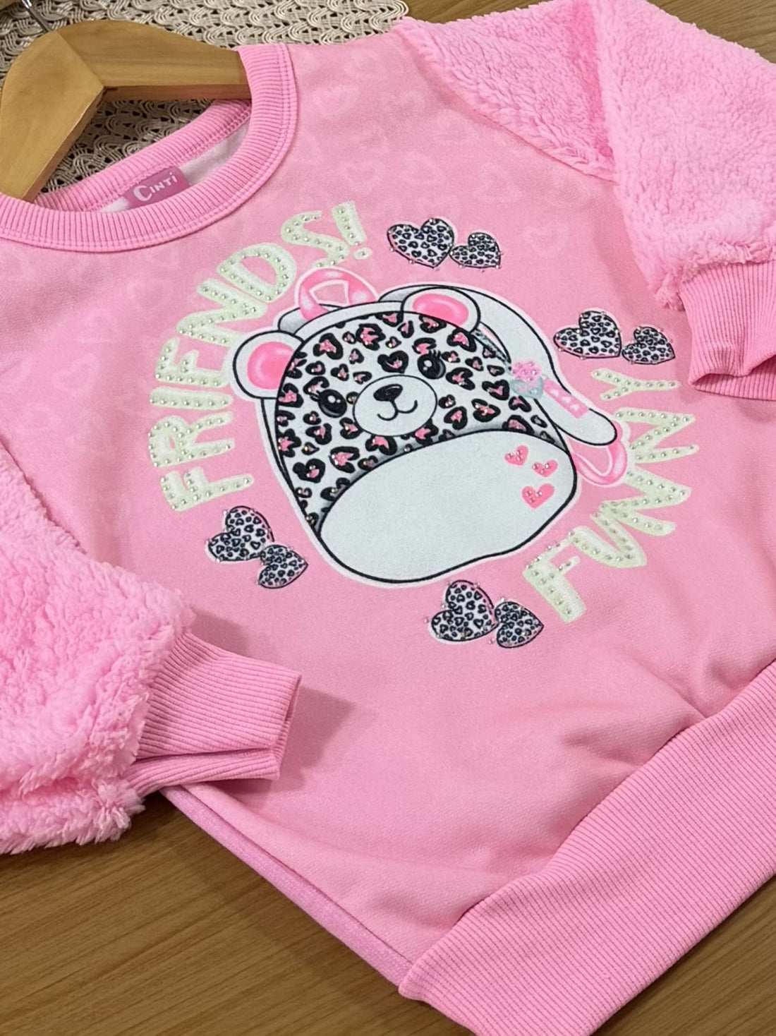 Casaco Infantil Cinti Inverno Flanelado Rosa Friends Funny