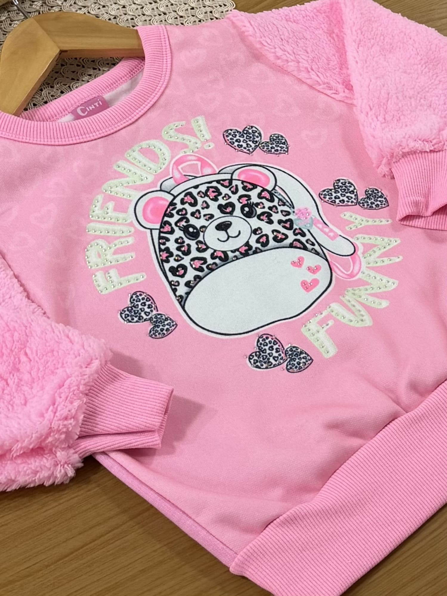 Casaco Infantil Cinti Inverno Flanelado Rosa Friends Funny