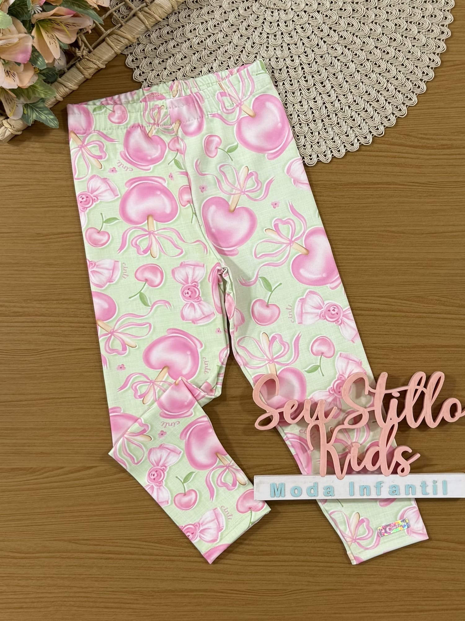 Calça Legging Infantil Cinti Verão Verde Docinhos