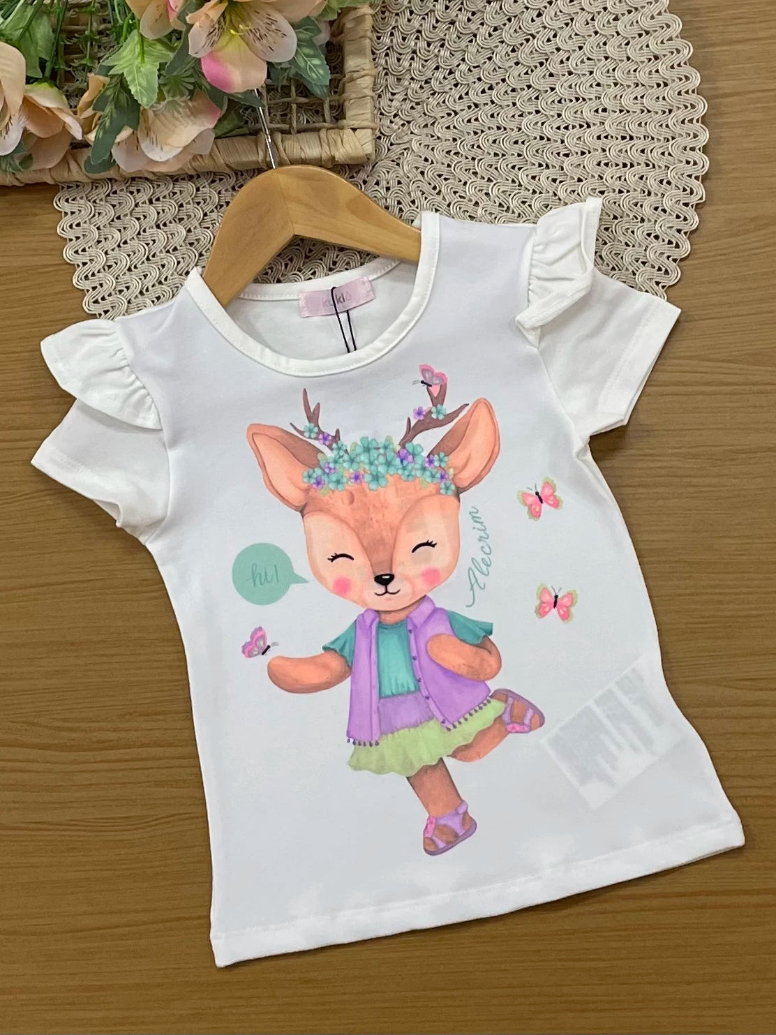 Conjunto Infantil Kukiê com Shorts Ciclista Holografico e Blusa Manga Curta Rena