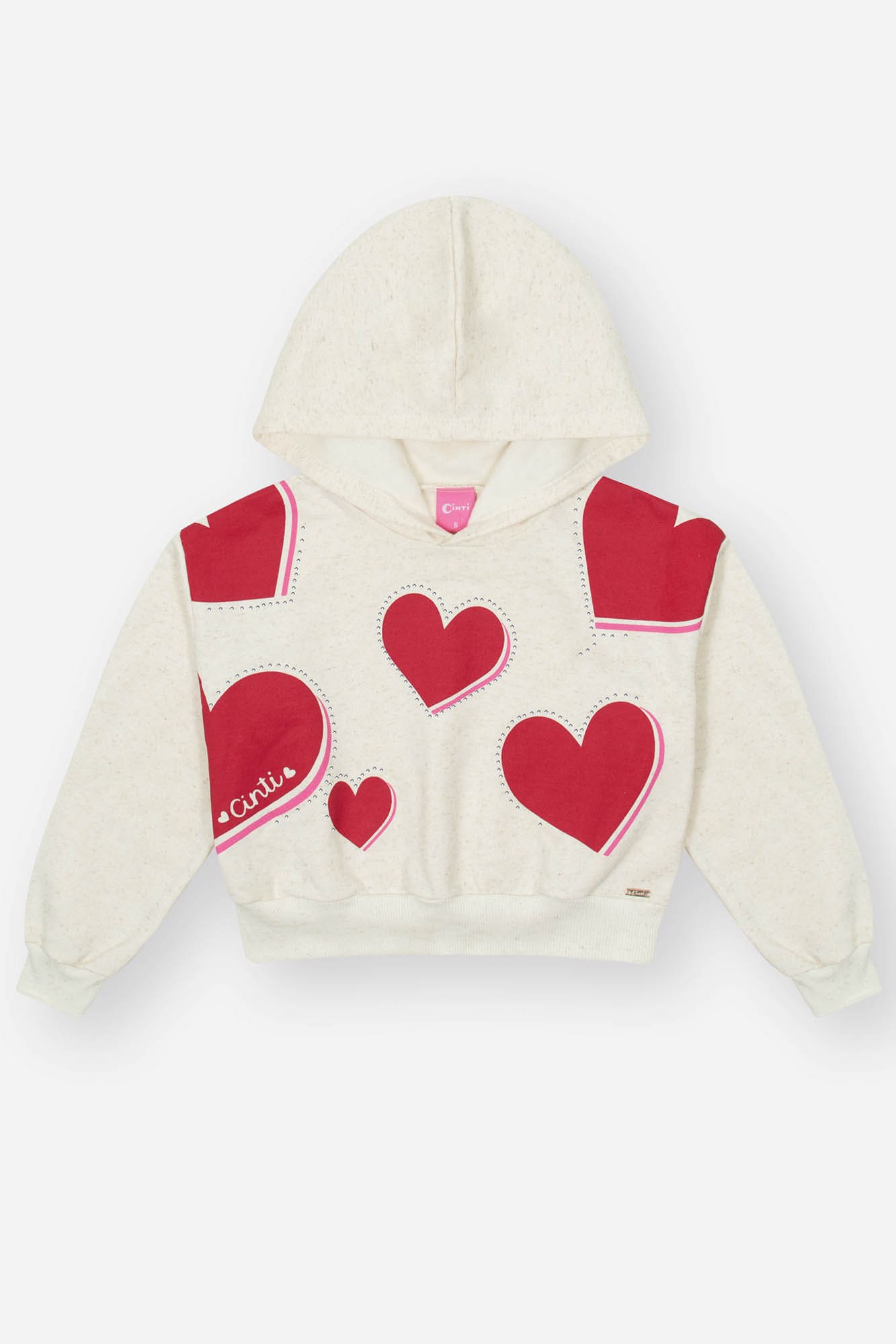 Conjunto Infantil Cinti Inverno Calça Wide Leg E Moletom Flanelado Coração