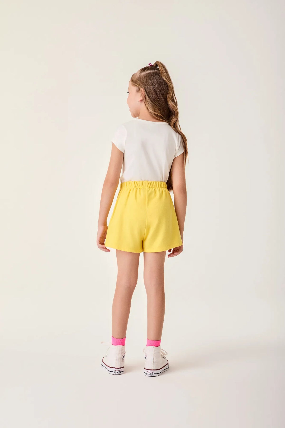Conjunto Infantil Menina Bimbi Shorts Amarelo e Blusa Flor Summer