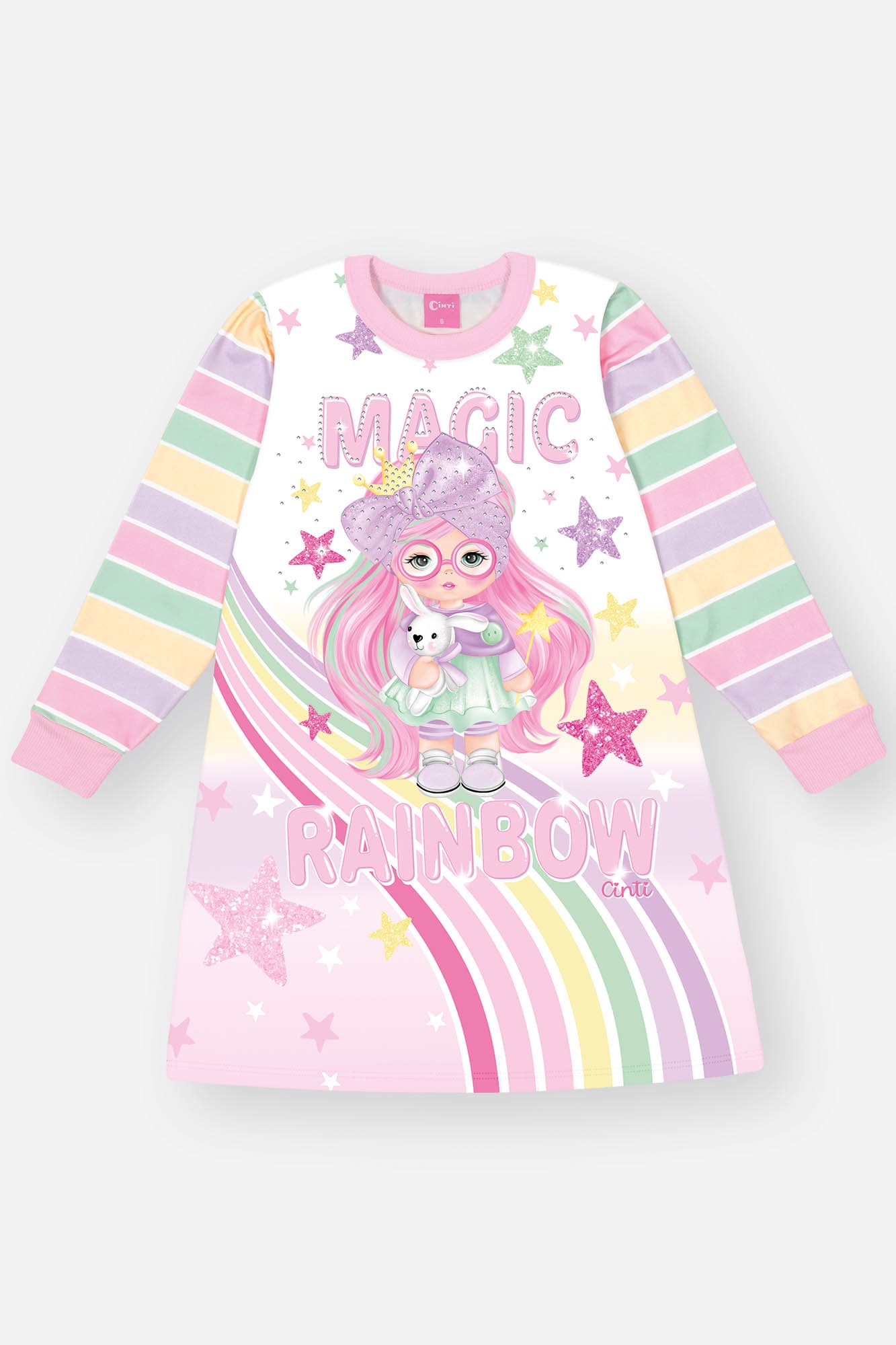 Vestido Infantil Cinti Inverno Branco Magic com Strass