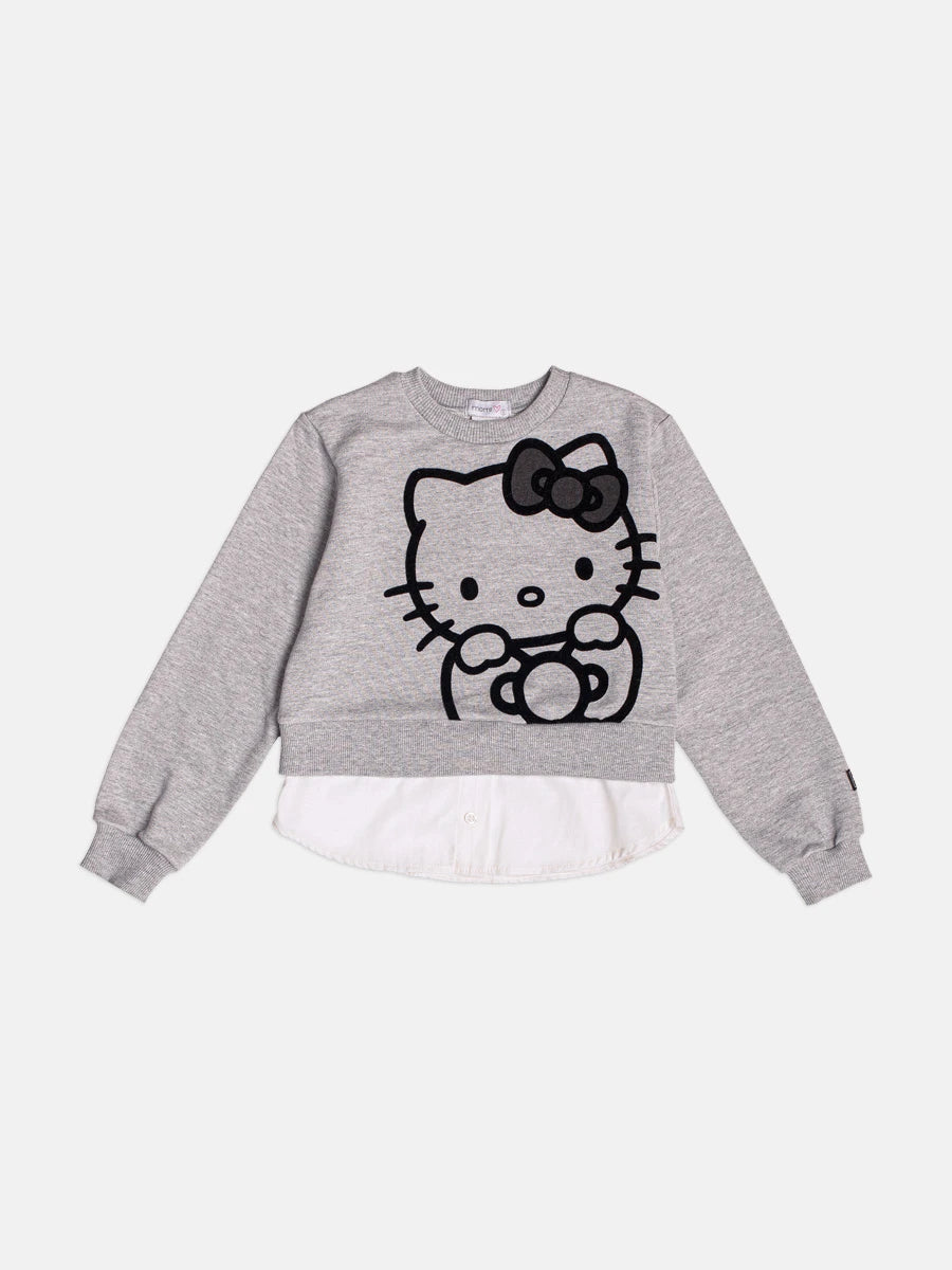 Moletom Infantil Momi Inverno sem Flanela Cinza Hello Kitty