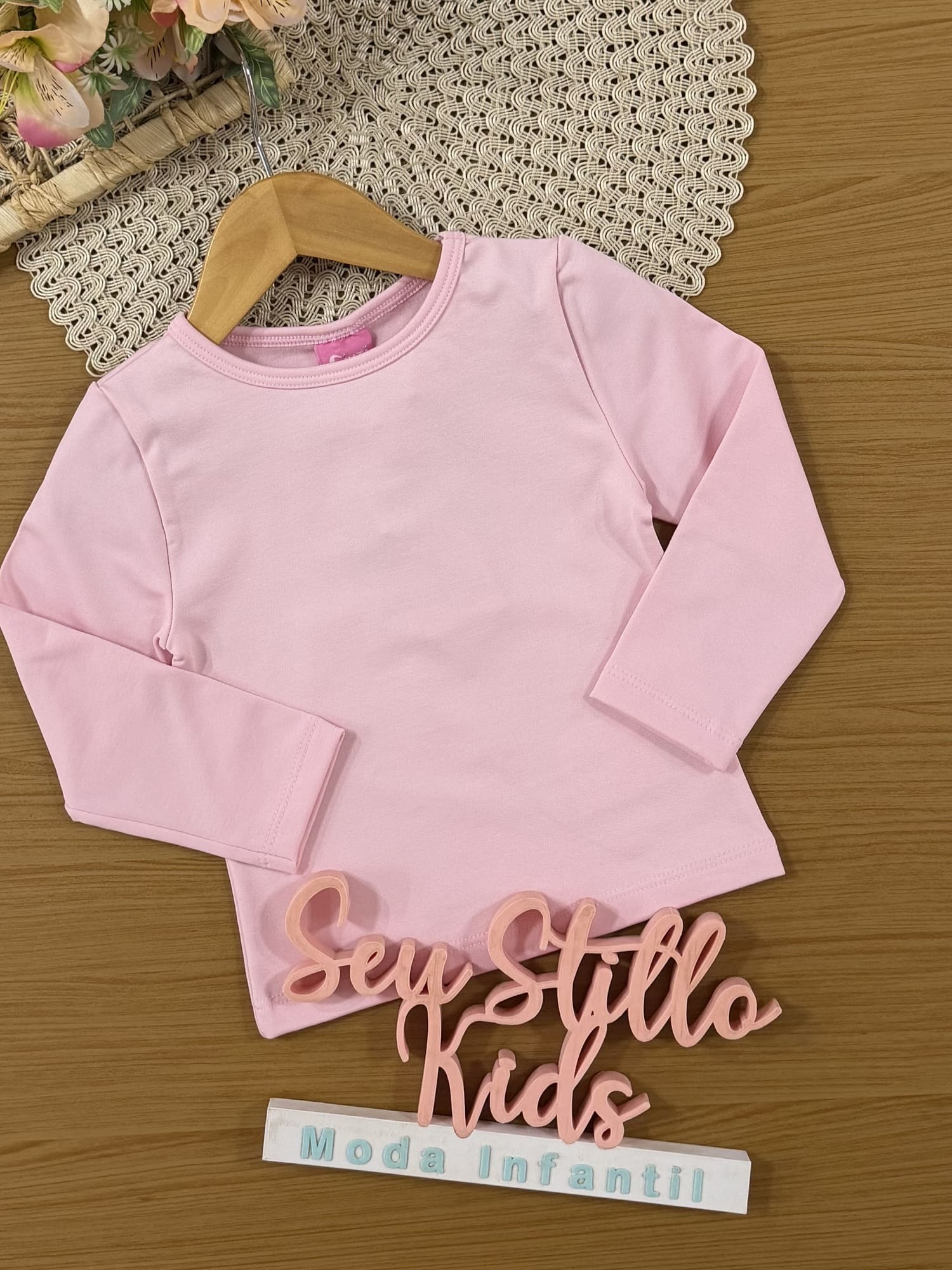 Blusa Infantil Cinti Inverno Manga Longa Térmica Grossa Rosa Claro