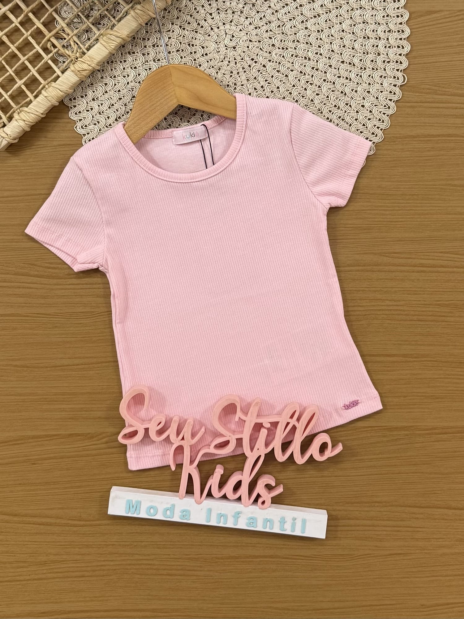 Blusa Infantil Kukiê Verão Canelado Rosa