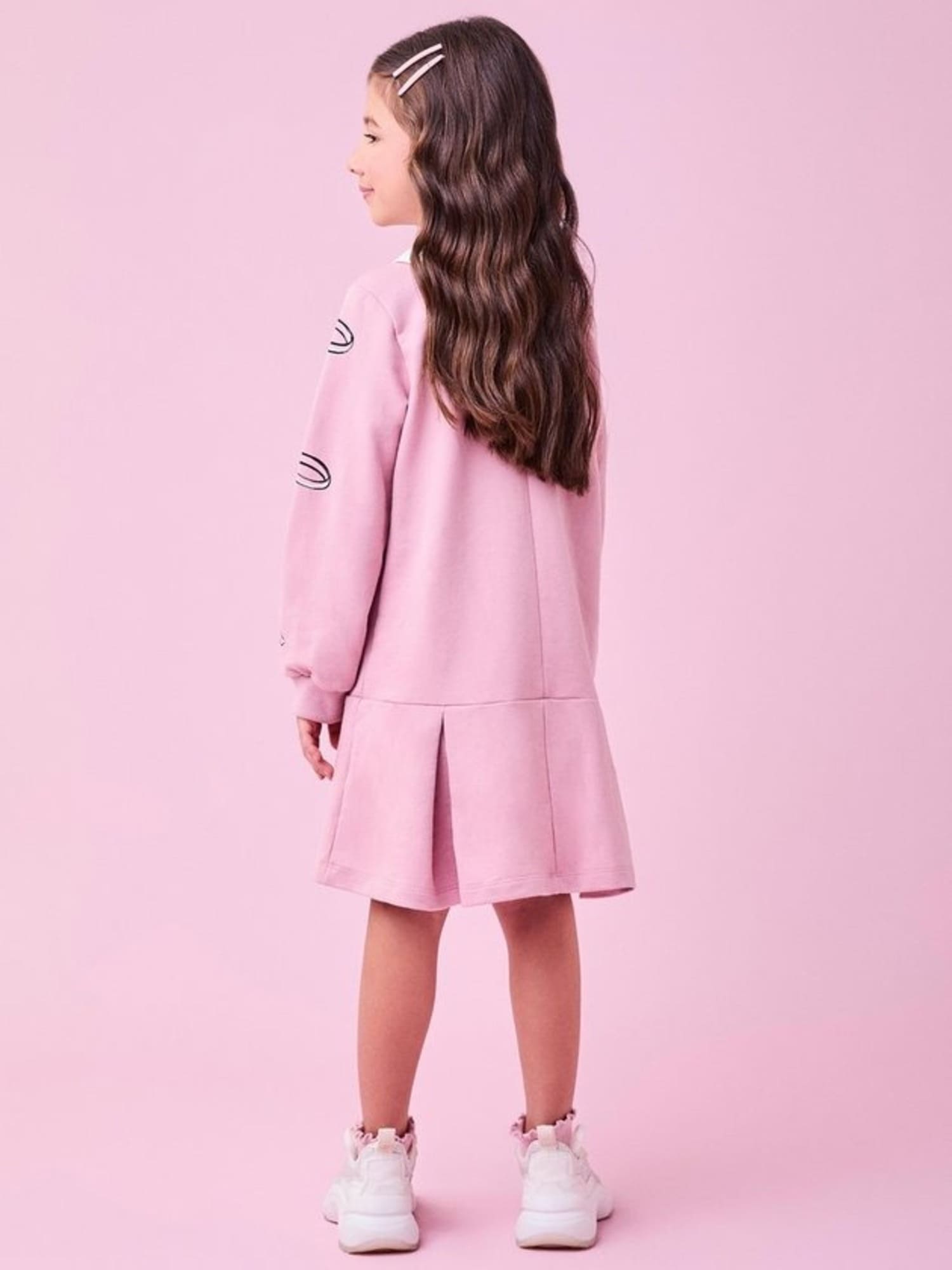 Vestido Infantil Momi Inverno Rosa Lacinho com Strass