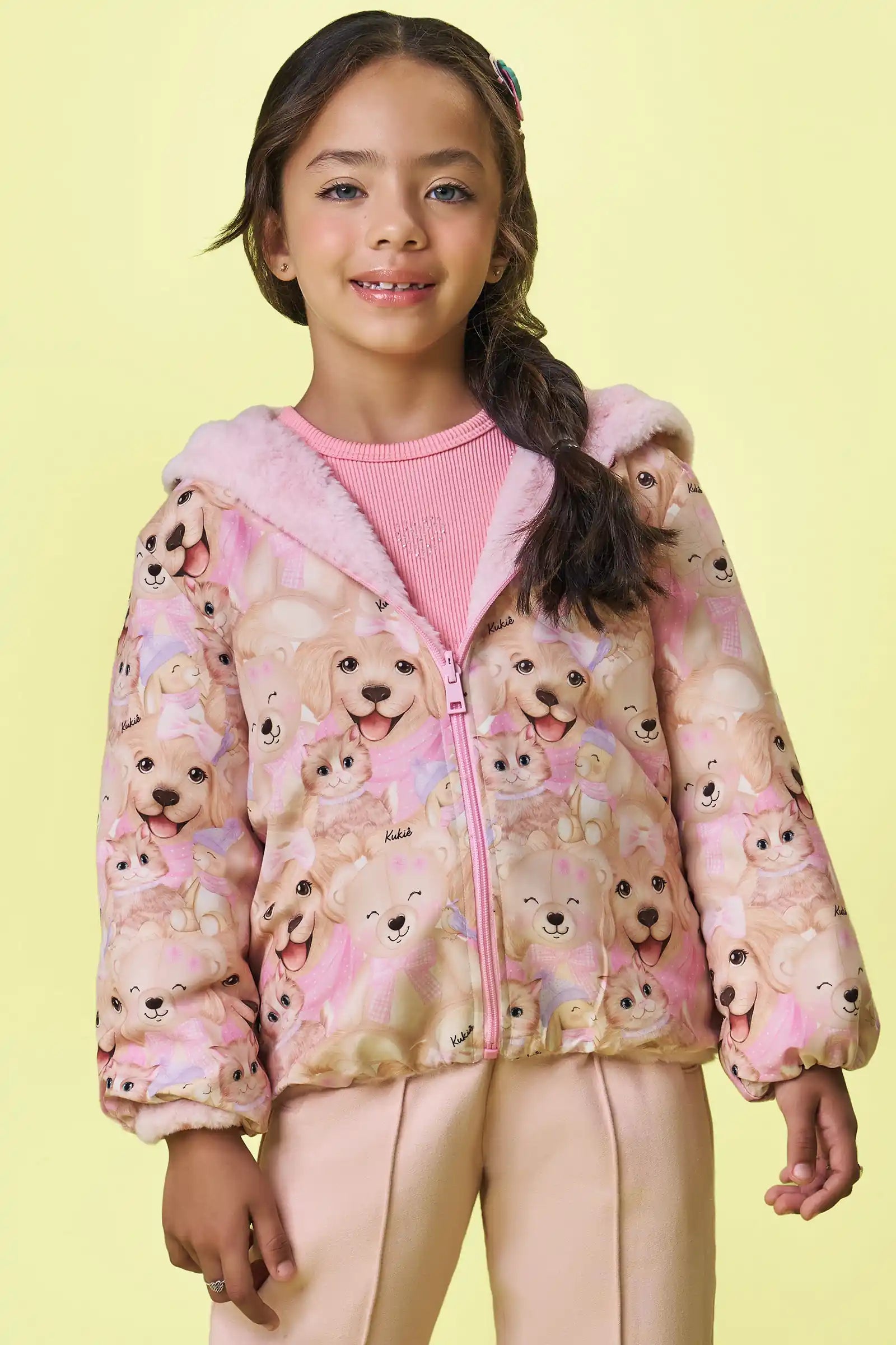 Jaqueta Infantil Kukiê Inverno Dupla Face Animais