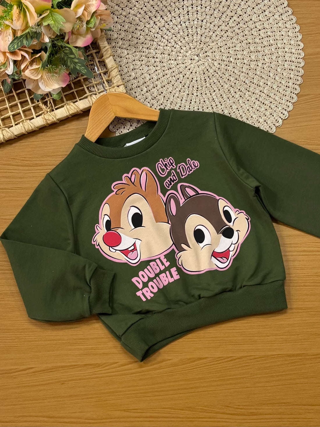 Conjunto Infantill Momi Inverno com Calça e Moletom Verde Tico e Teco Disney