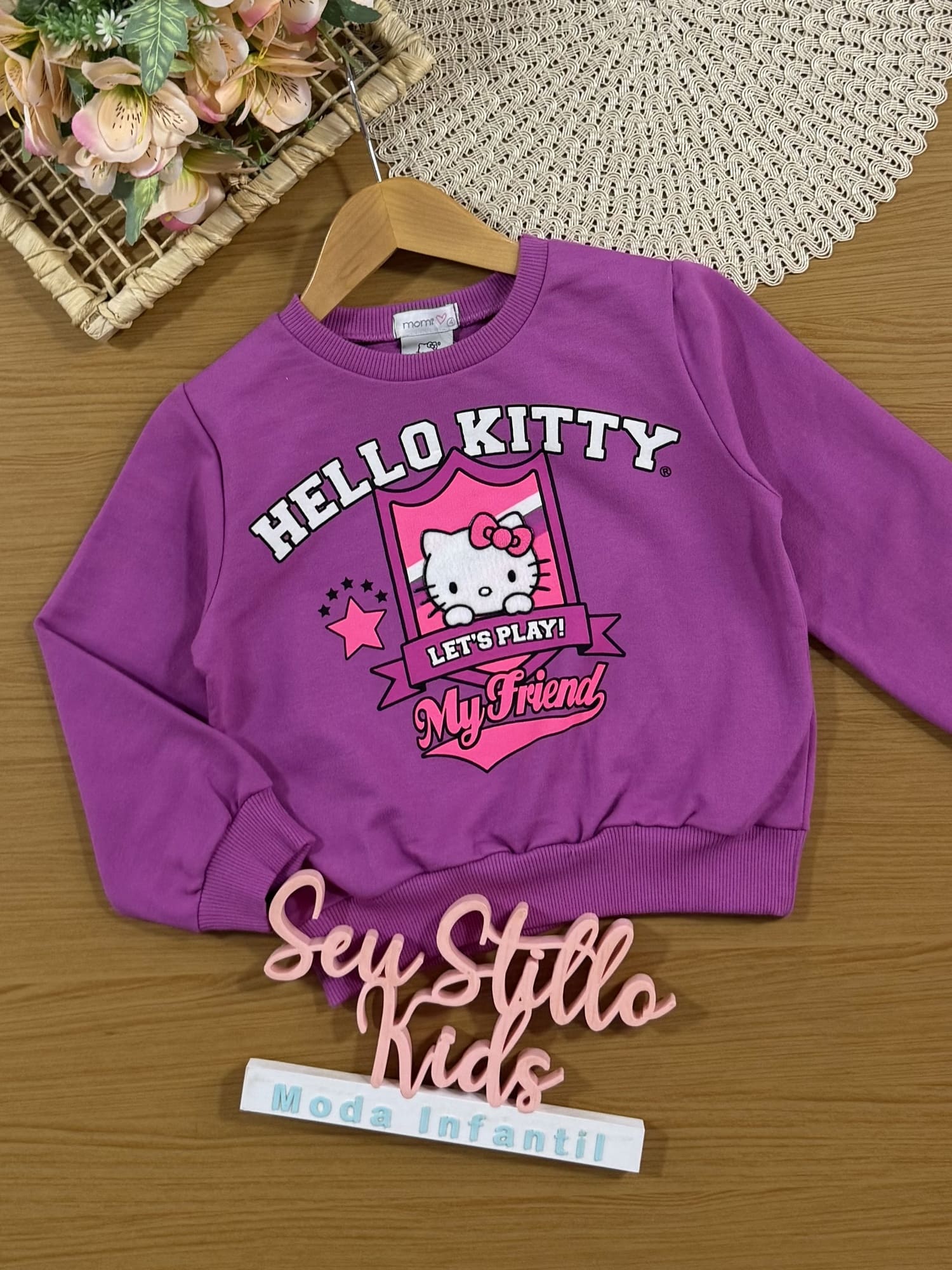 Moletom Infantil Momi Inverno sem Flanela Roxo Hello Kitty