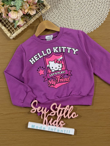 Moletom Infantil Momi Inverno sem Flanela Roxo Hello Kitty
